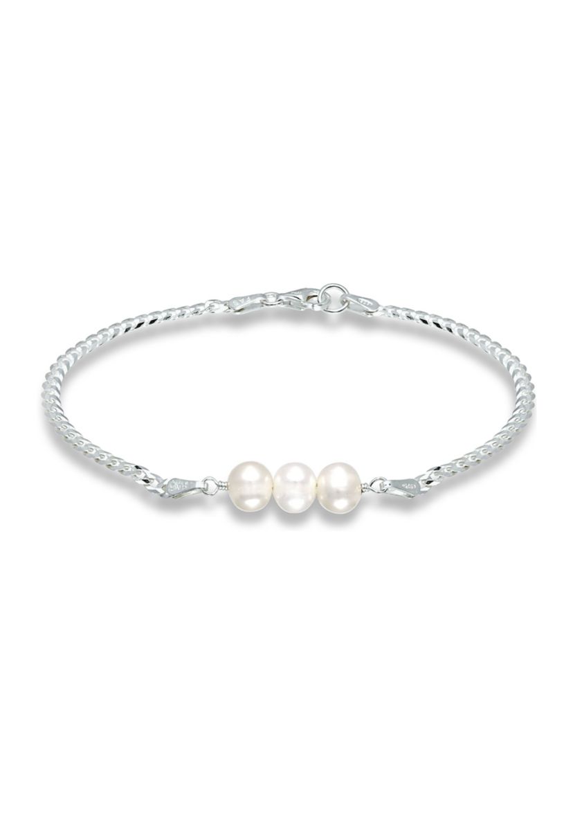 Fresh Water Pearl Curb Chain Necklace, Sterling Silver