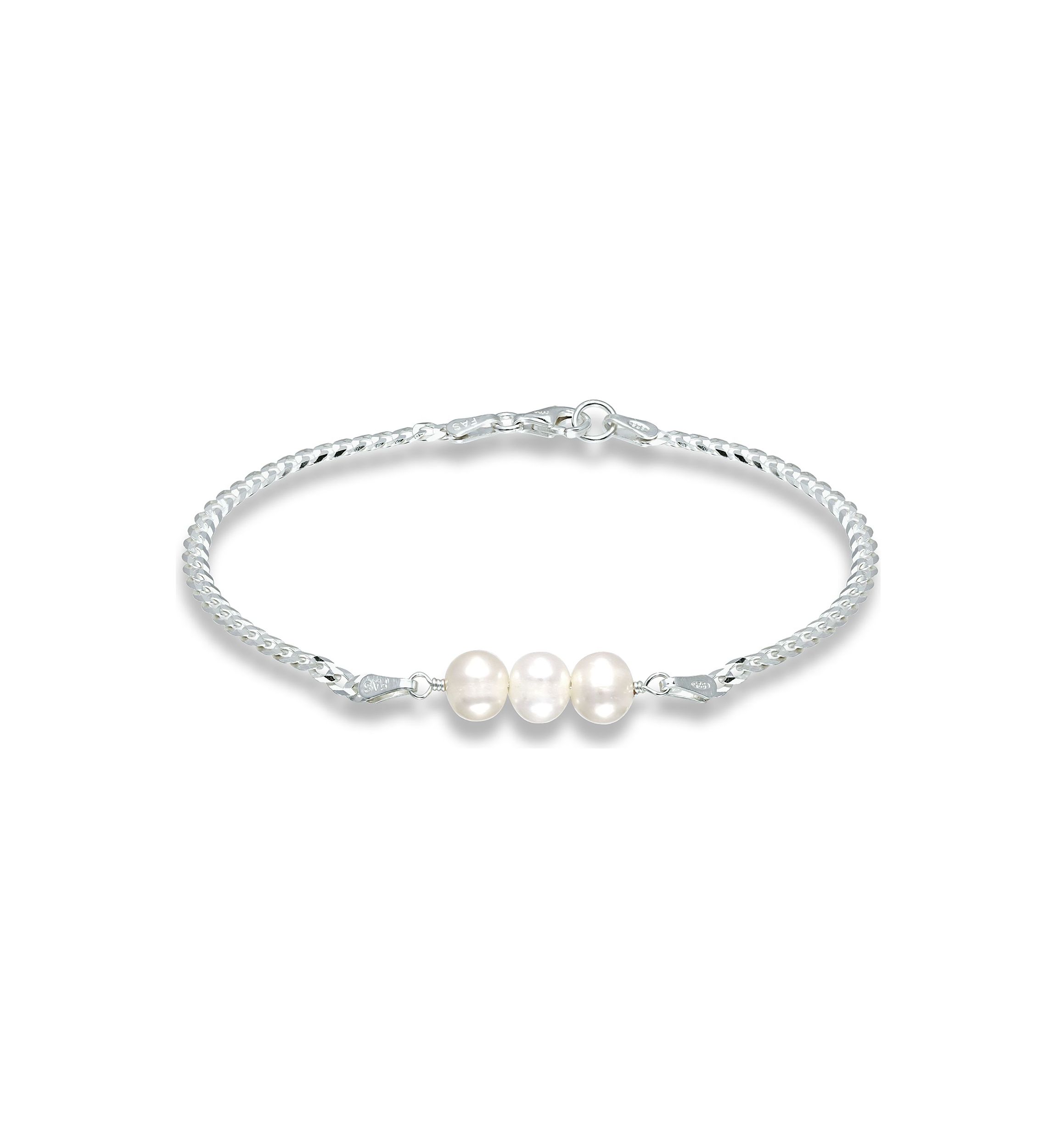 Fresh Water Pearl Curb Chain Bracelet, Sterling Silver