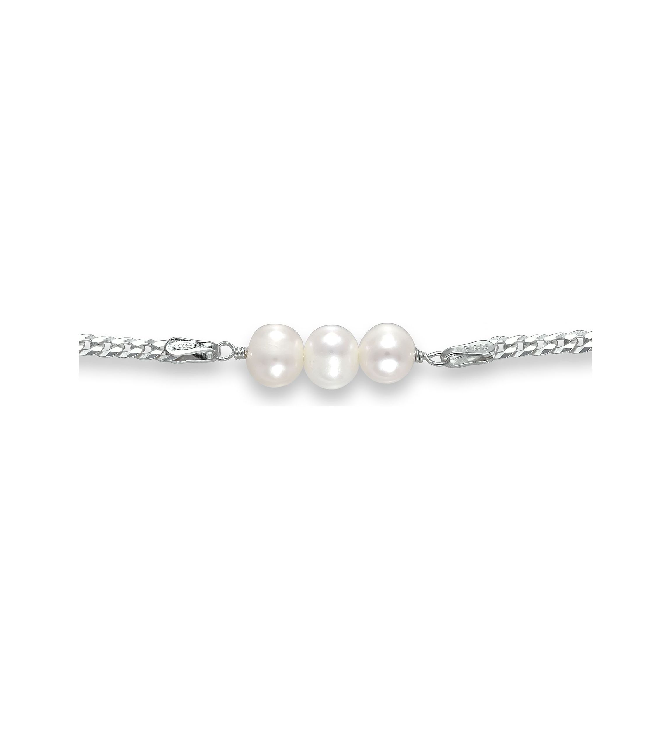 Fresh Water Pearl Curb Chain Bracelet, Sterling Silver