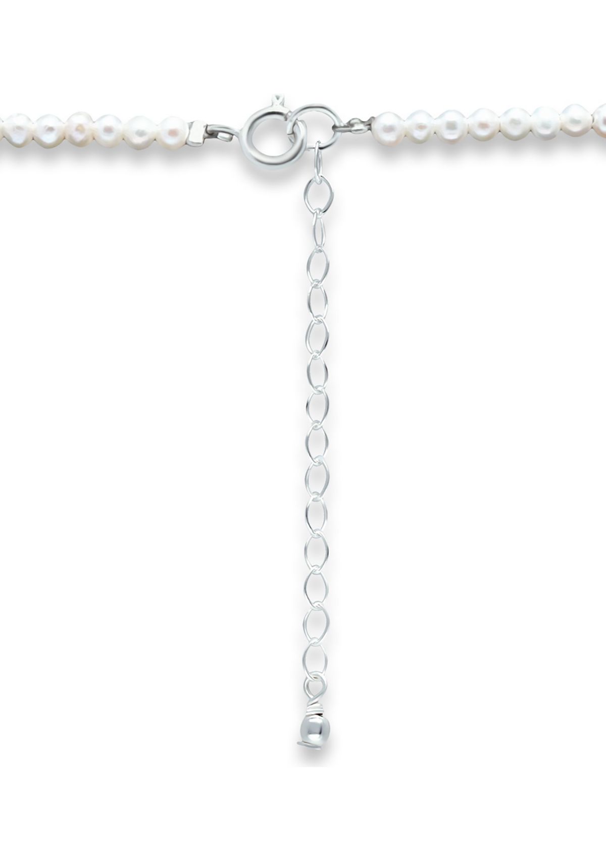 Fresh Water Pearl Strand Necklace with Heart Charm, Sterling Silver