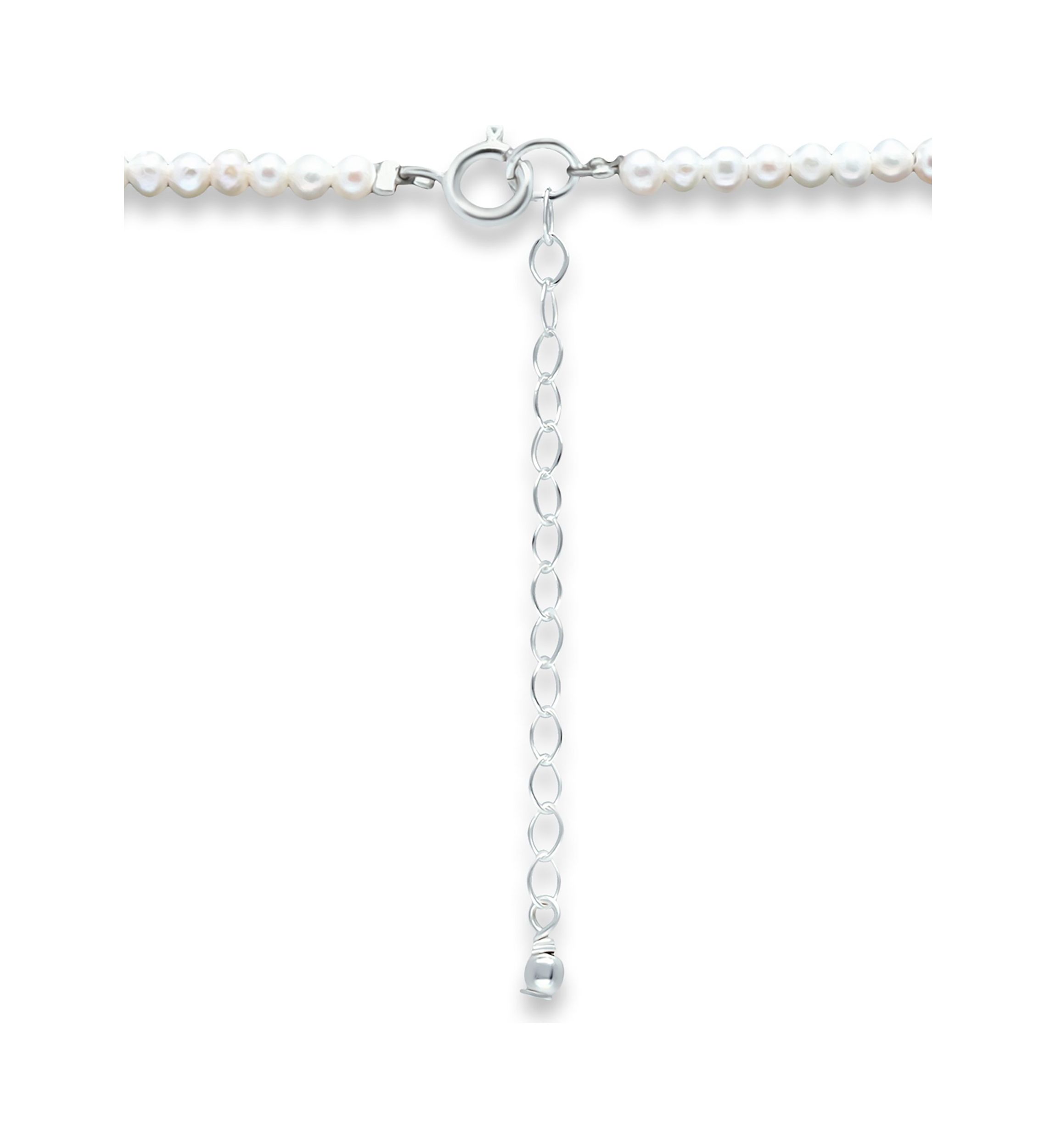 Fresh Water Pearl Strand Necklace with Heart Charm, Sterling Silver