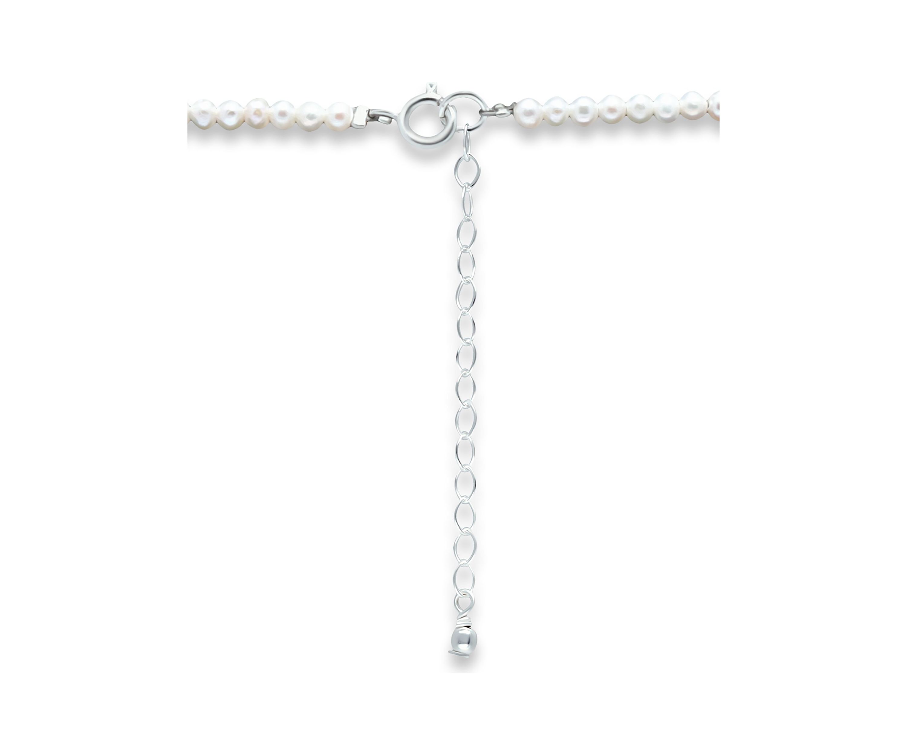 Fresh Water Pearl Strand Necklace with Heart Charm, Sterling Silver