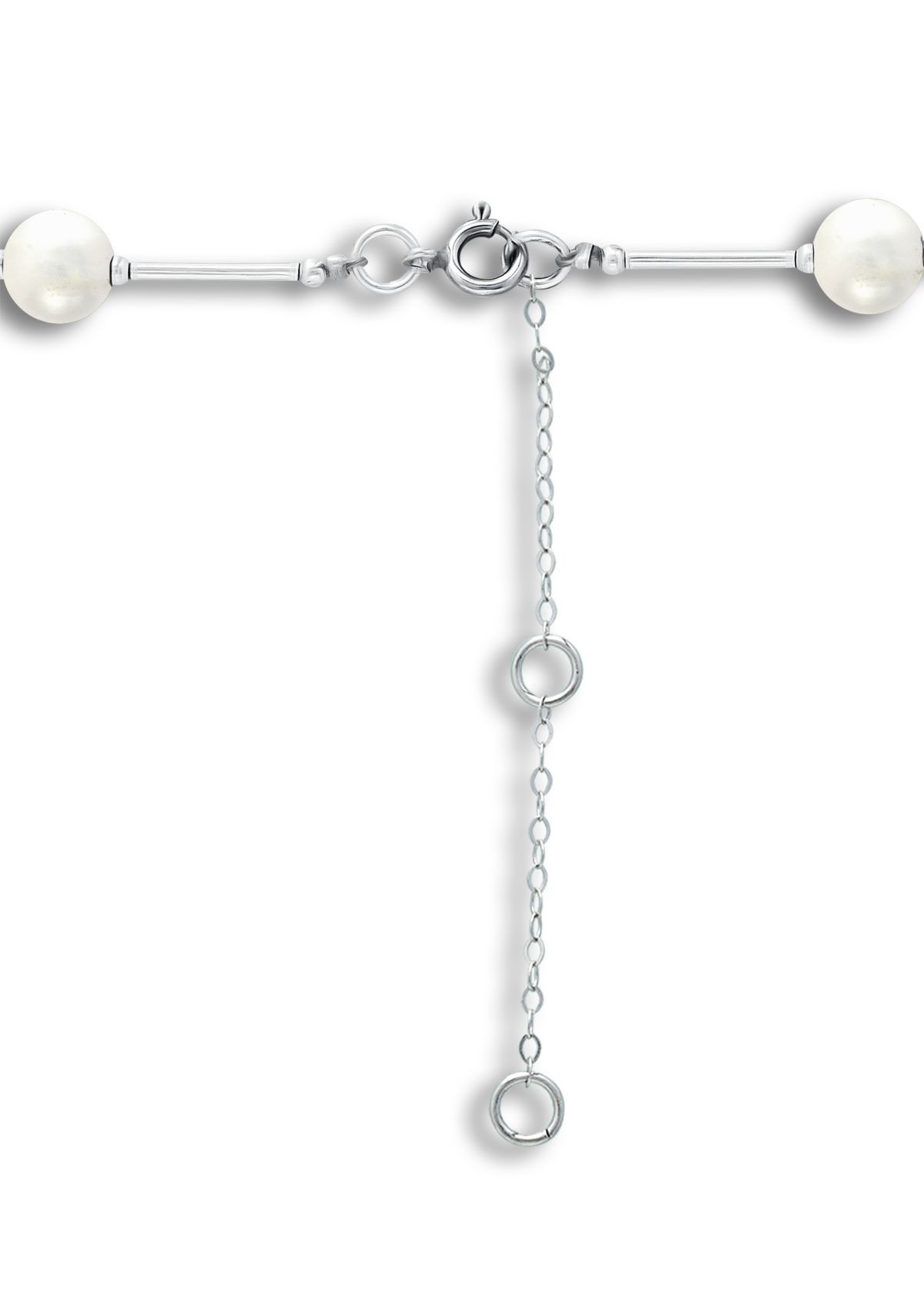 Fresh Water Pearl Station Necklace in Sterling Silver