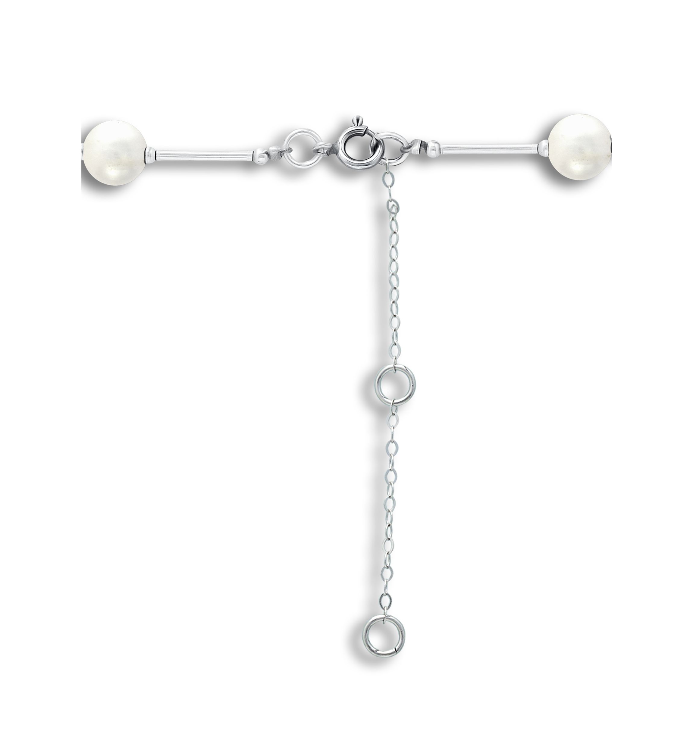 Fresh Water Pearl Station Necklace in Sterling Silver