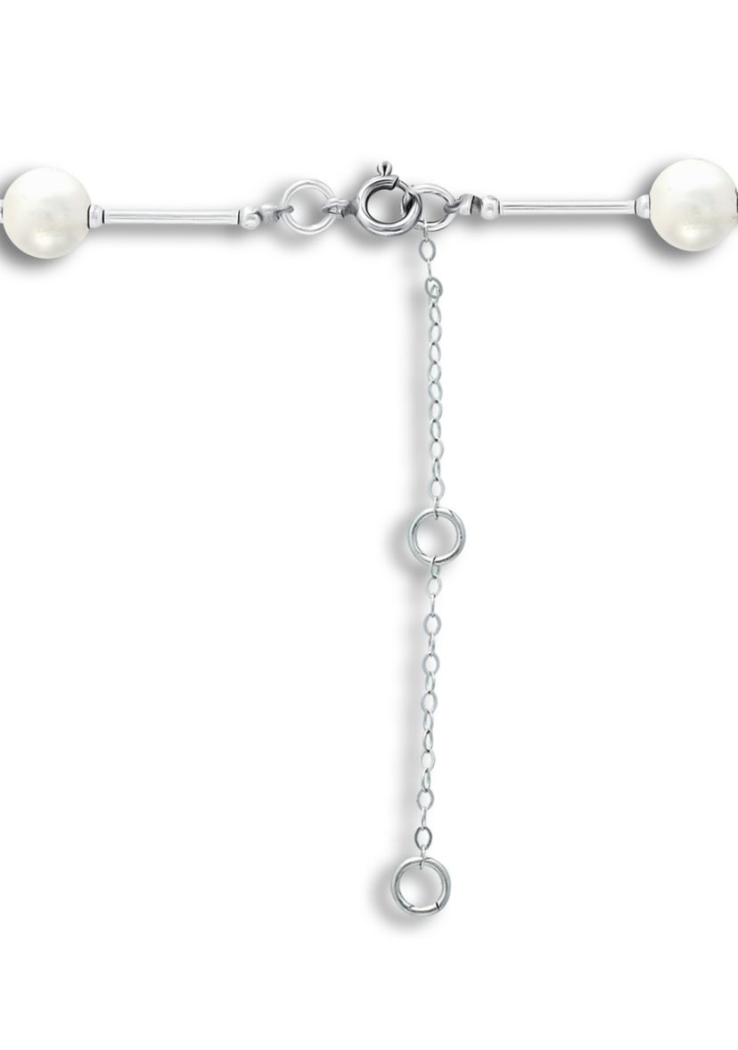 Fresh Water Pearl Station Necklace in Sterling Silver