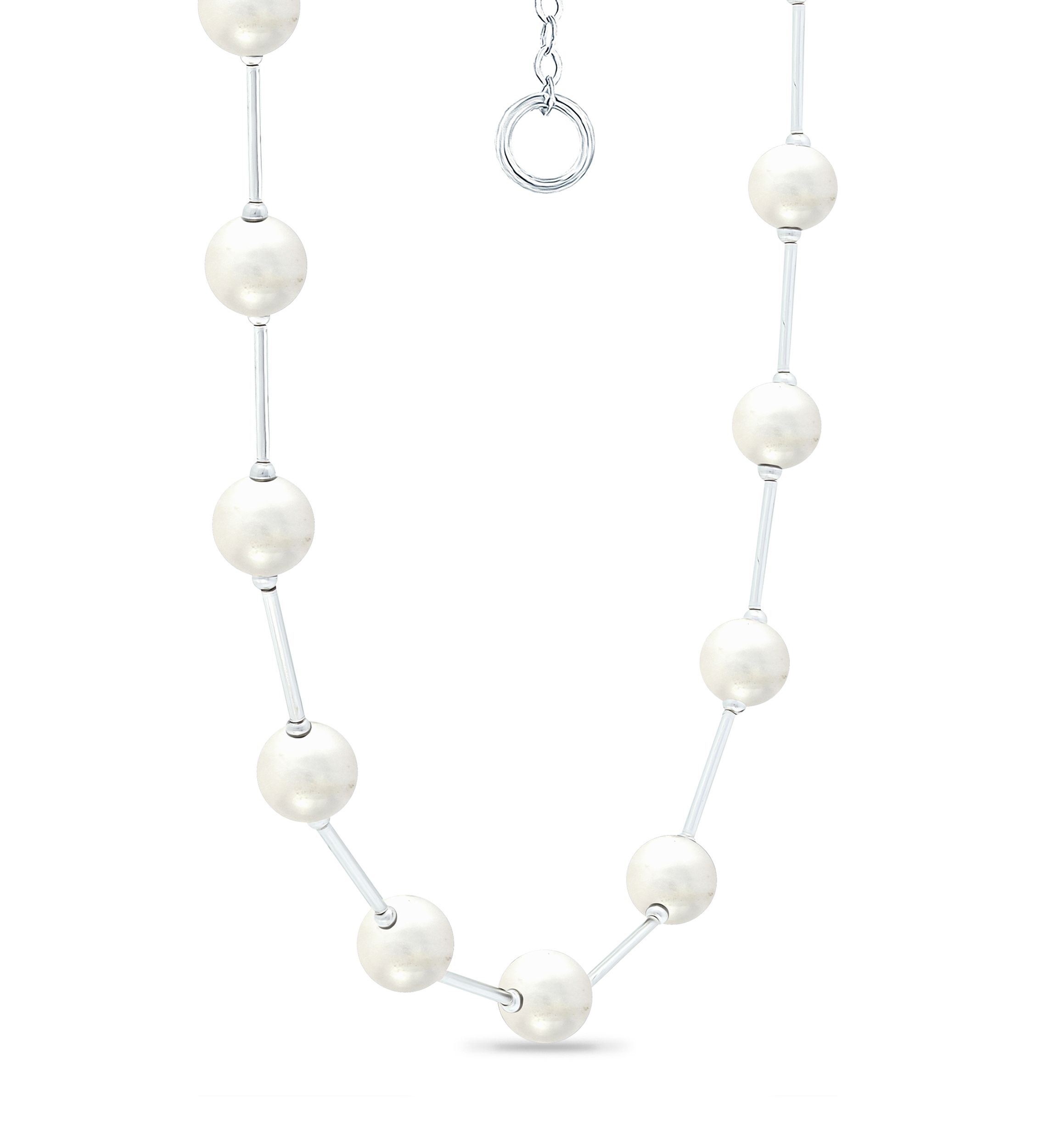 Fresh Water Pearl Station Necklace in Sterling Silver