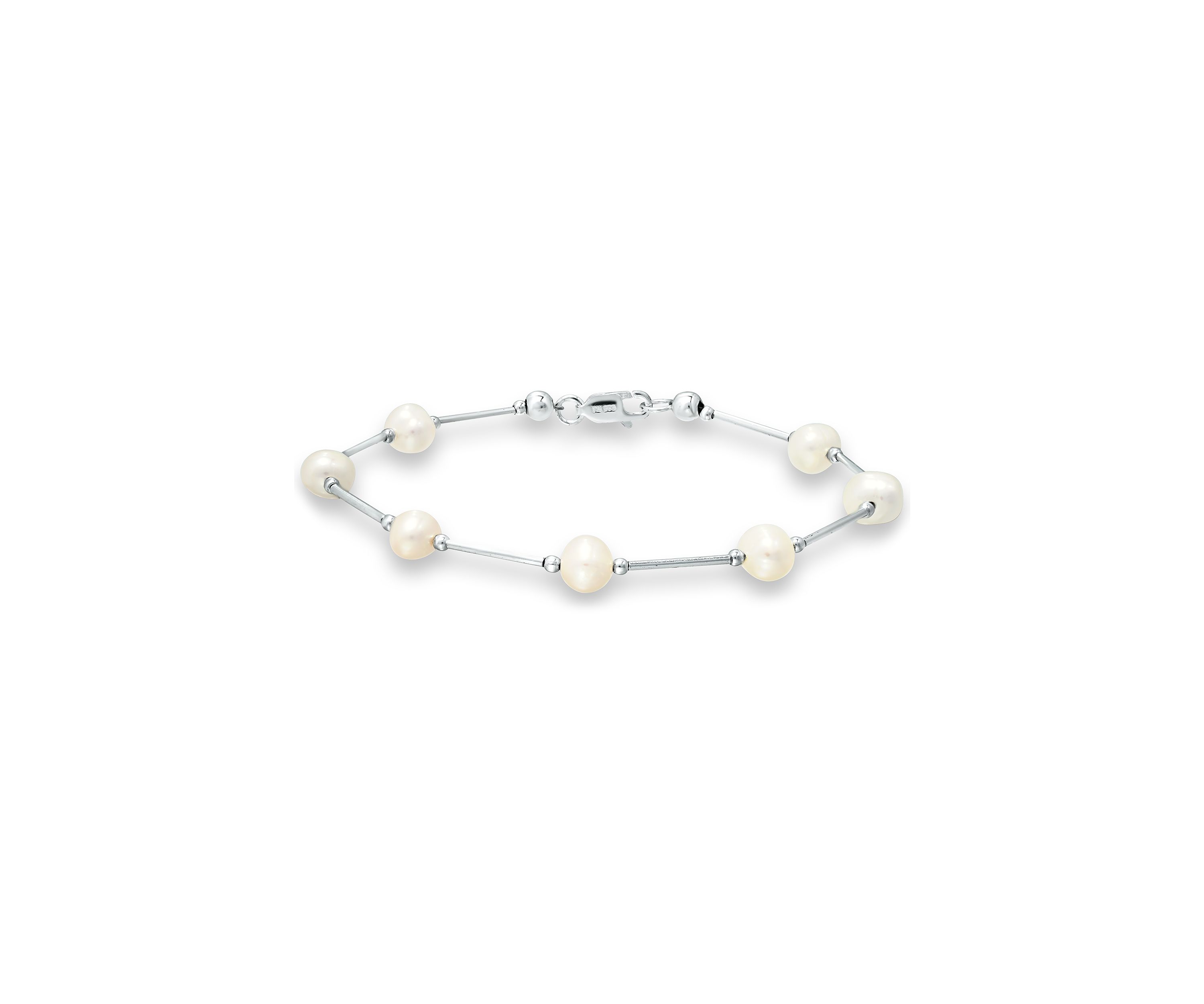 Fresh Water Pearl Station Bracelet in Sterling Silver