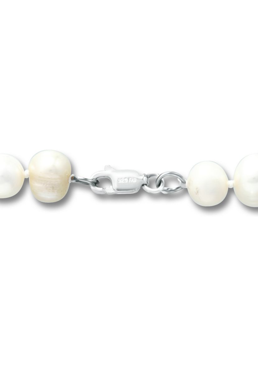 Fresh Water Pearl Strand Necklace in Sterling Silver