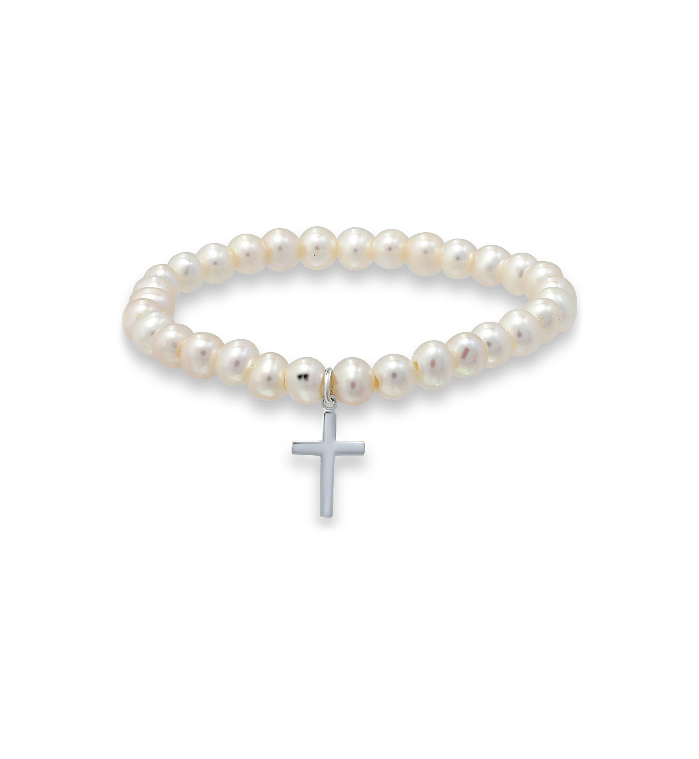 Freshwater Pearl Bracelet with Cross Charm