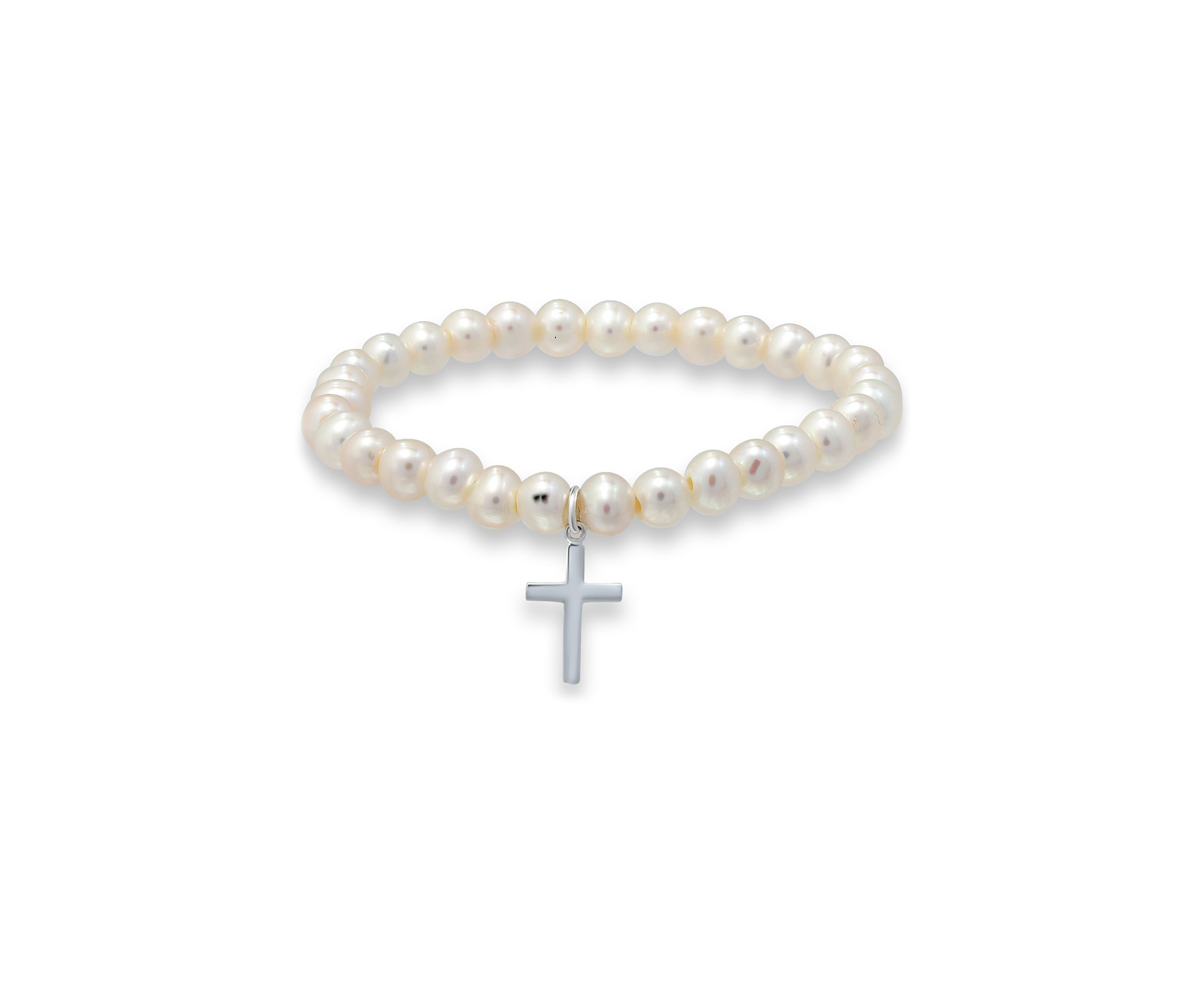 Freshwater Pearl Bracelet with Cross Charm