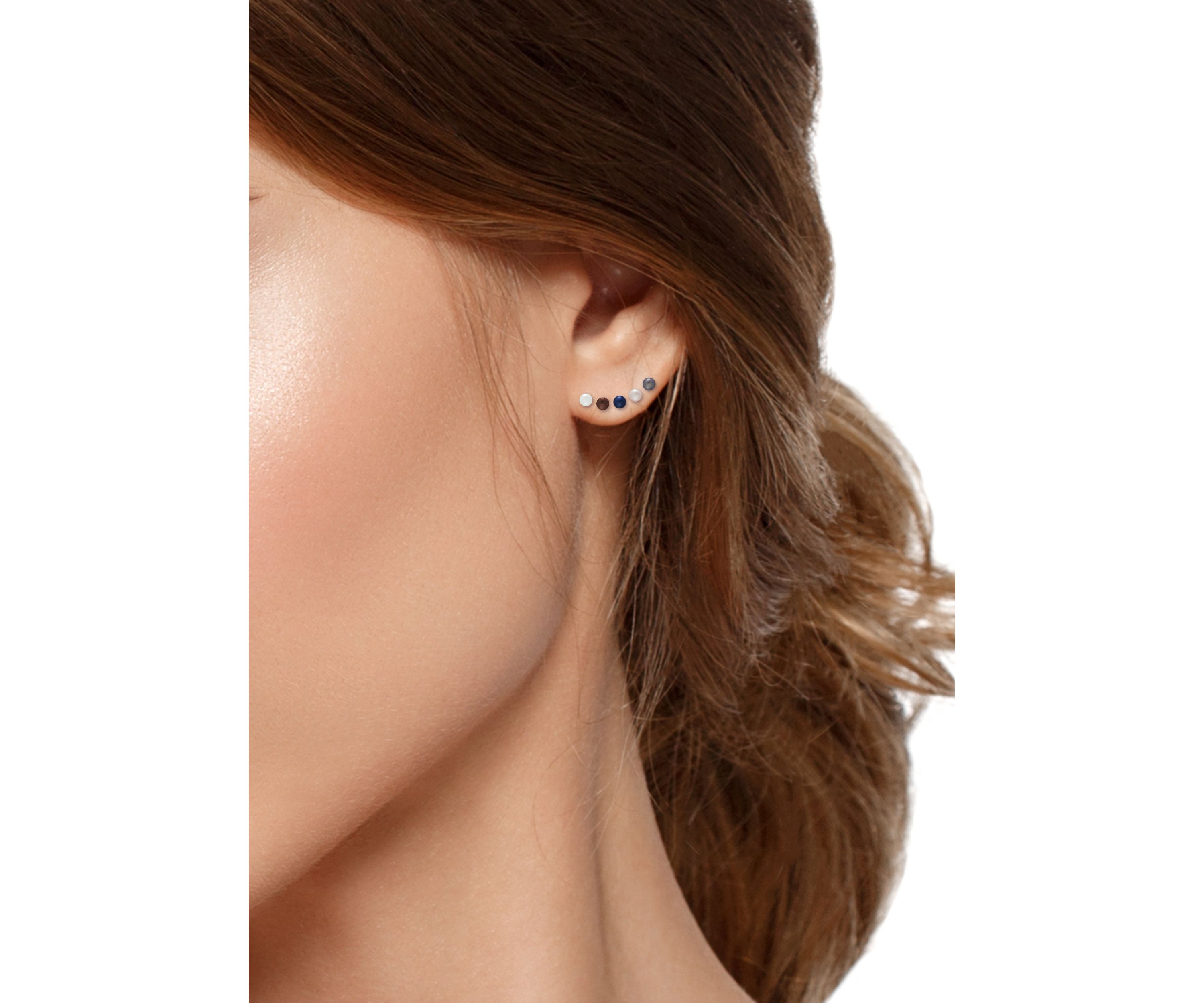 Set of 5 Multi Color Freshwater Pearl Stud Earrings in Sterling Silver