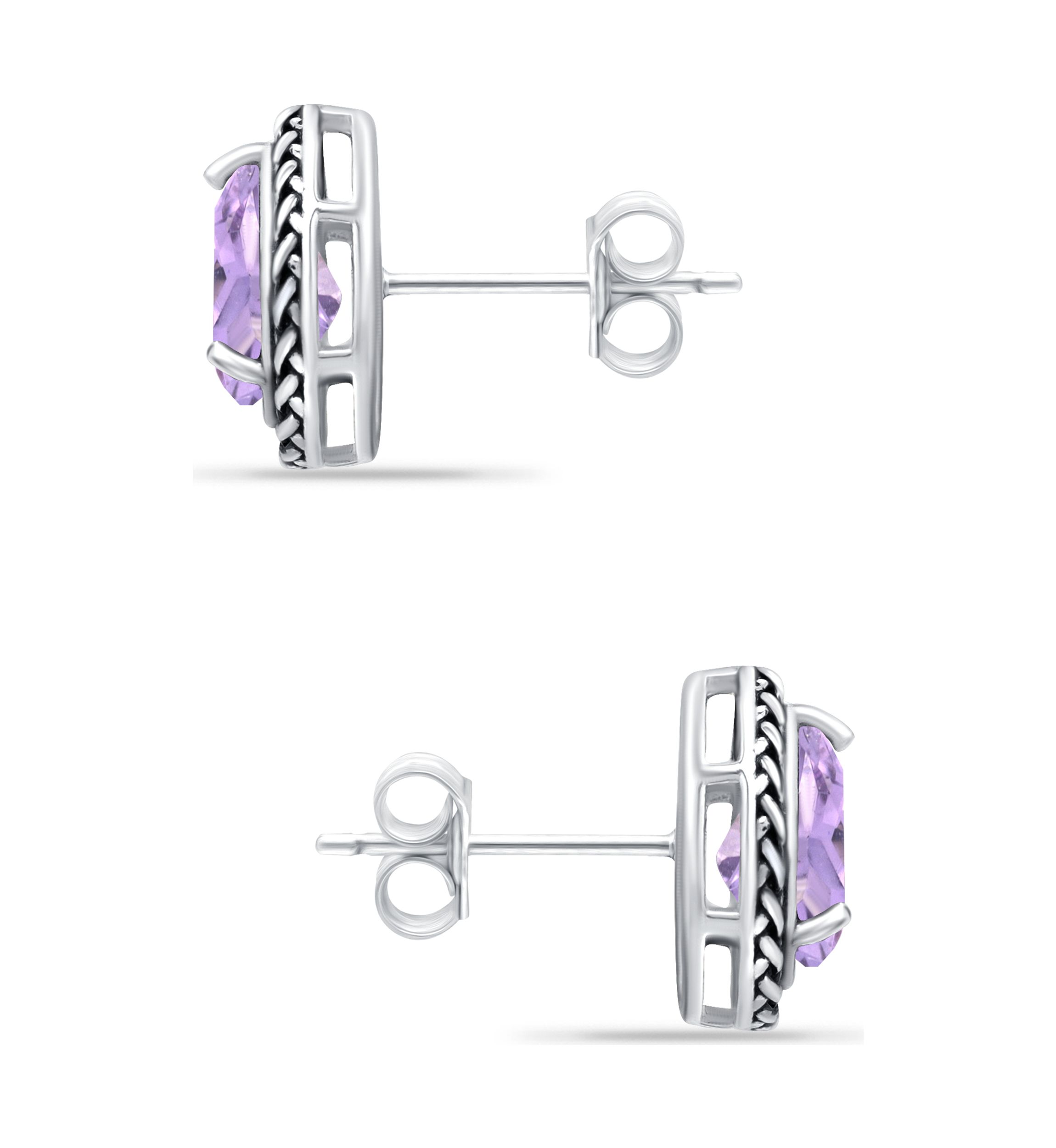2.5 ct. t.w. Amethyst Stud Earrings, Sterling Silver