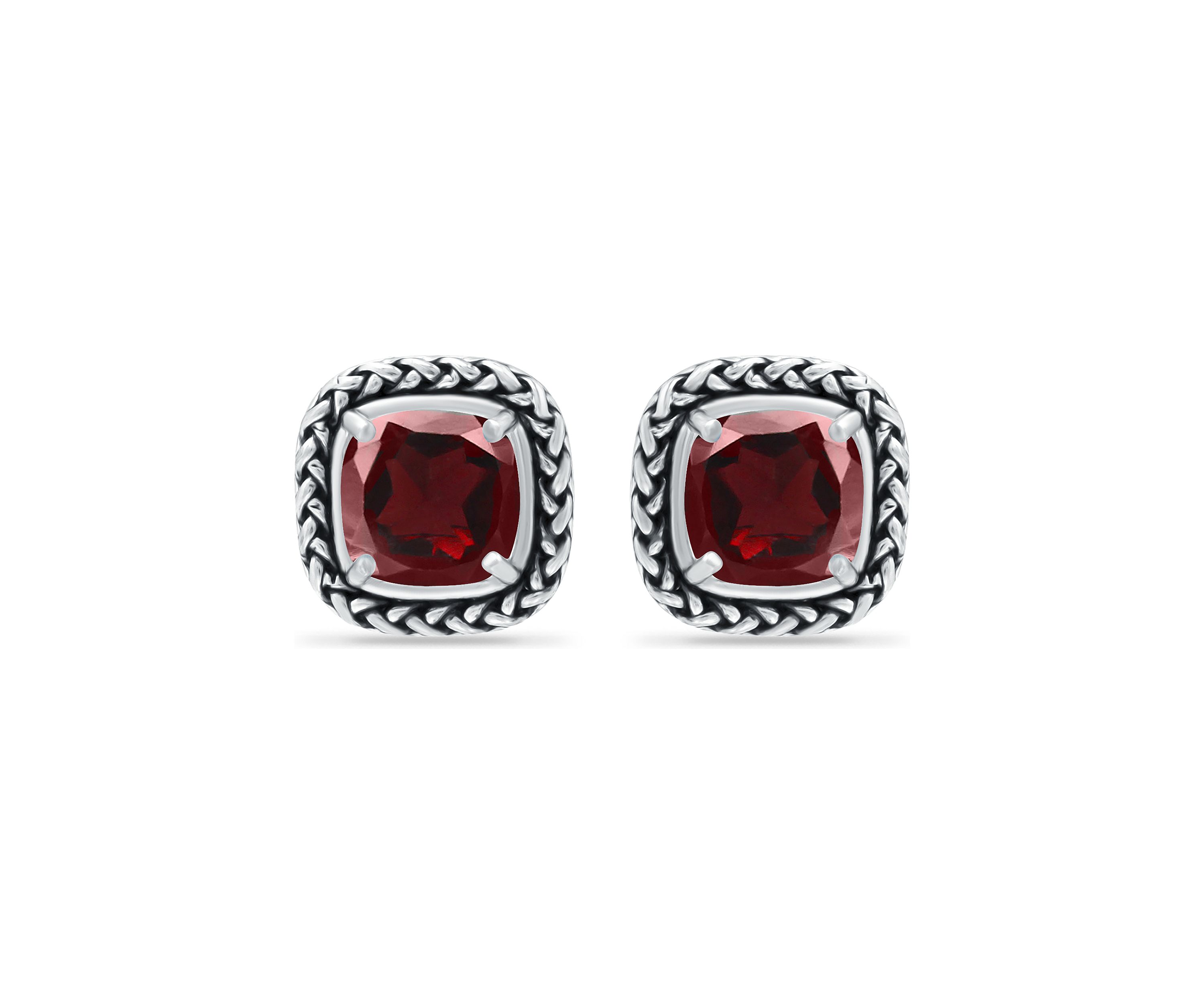 3.2 ct. t.w. Garnet Stud Earrings, Sterling Silver