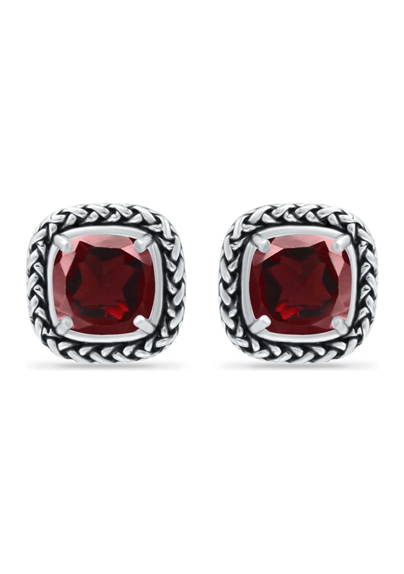 3.2 ct. t.w. Garnet Stud Earrings, Sterling Silver