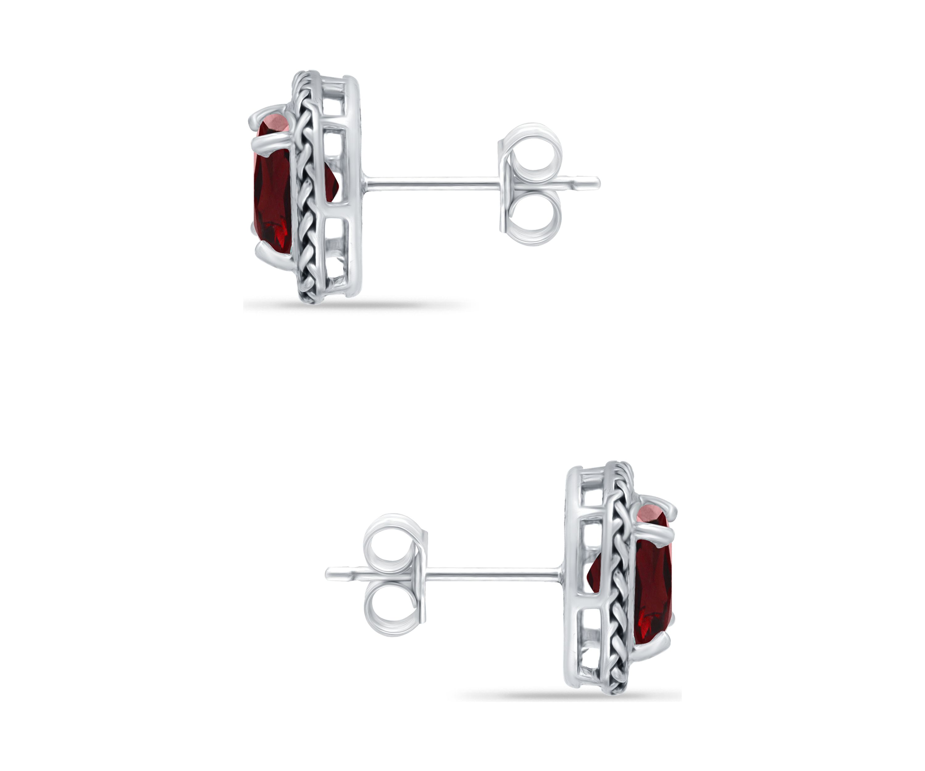 3.2 ct. t.w. Garnet Stud Earrings, Sterling Silver