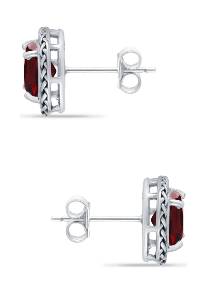 3.2 ct. t.w. Garnet Stud Earrings, Sterling Silver