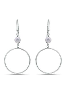Belk & Co 6mm Freshwater Pearl Circle Drop French Wire Earrings, Sterling Silver