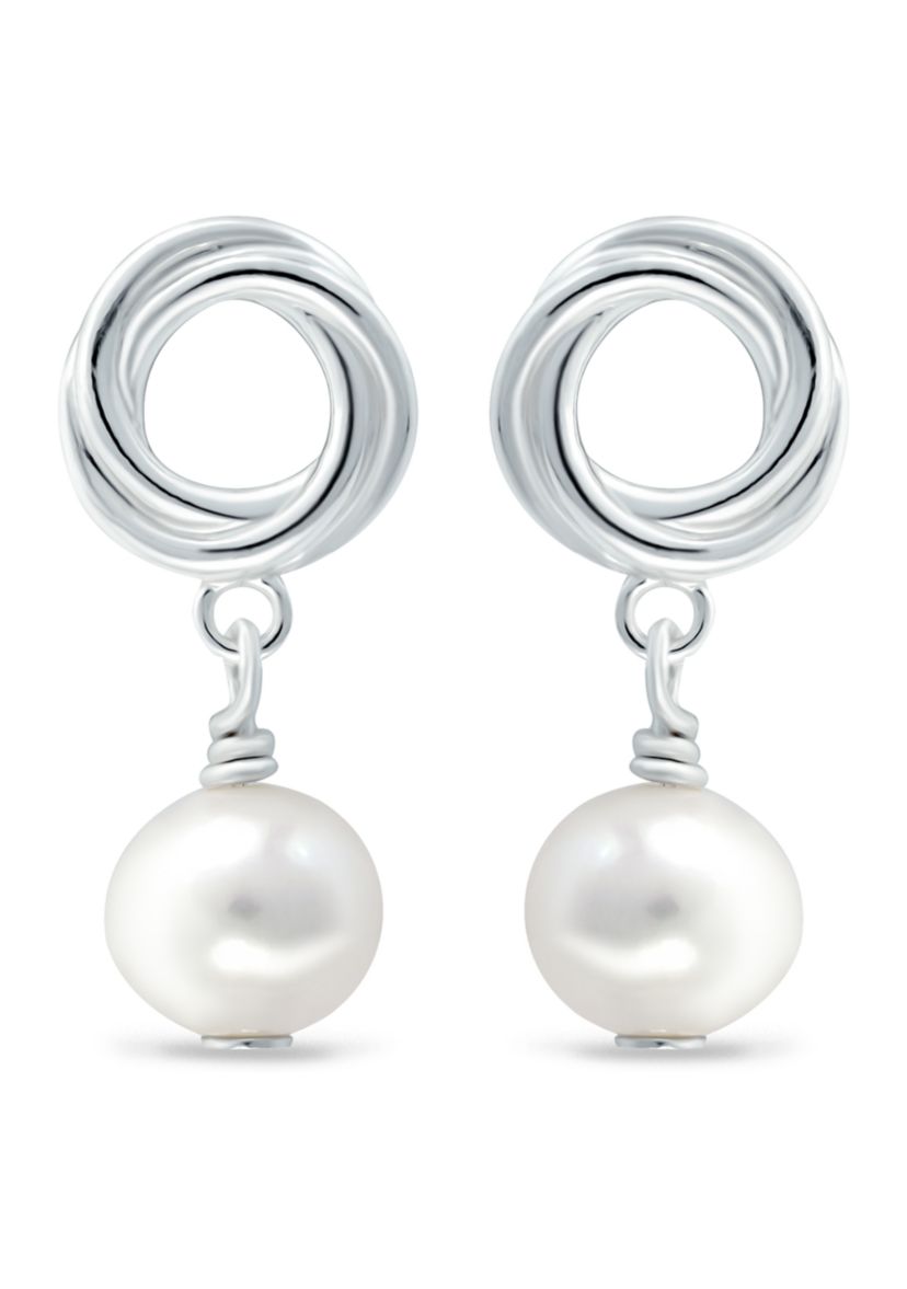 7 Millimeter Freshwater Pearl Drop Earrings in Sterling Silver