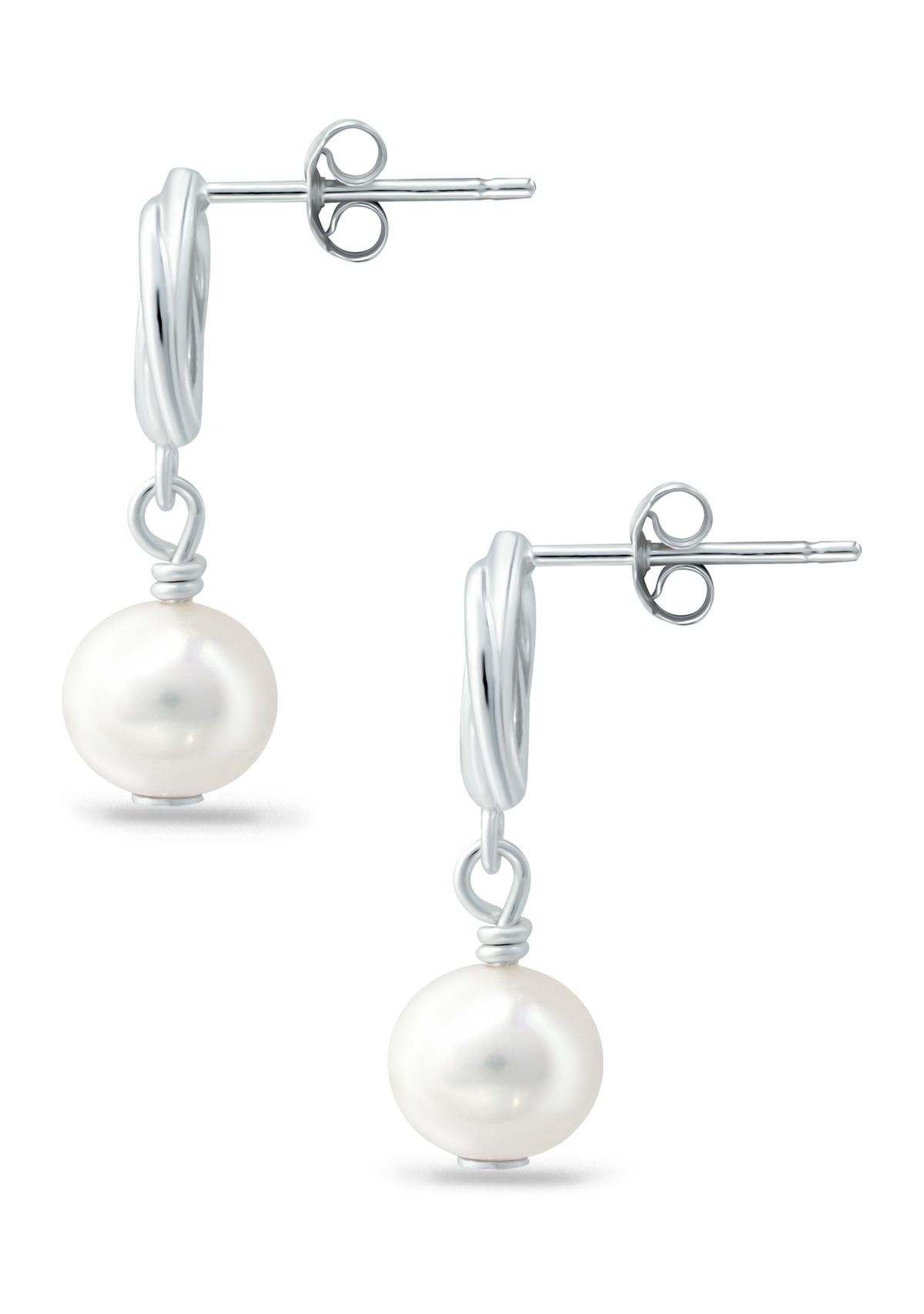 7 Millimeter Freshwater Pearl Drop Earrings in Sterling Silver