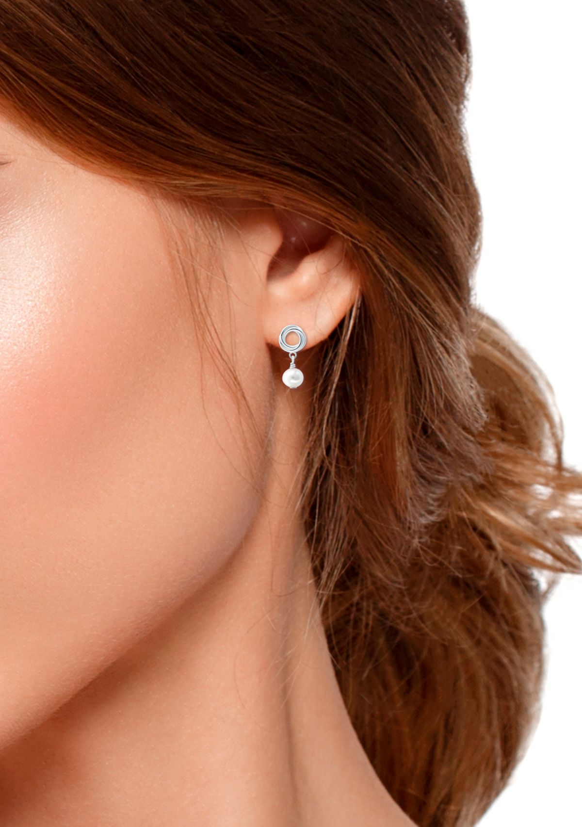 7 Millimeter Freshwater Pearl Drop Earrings in Sterling Silver