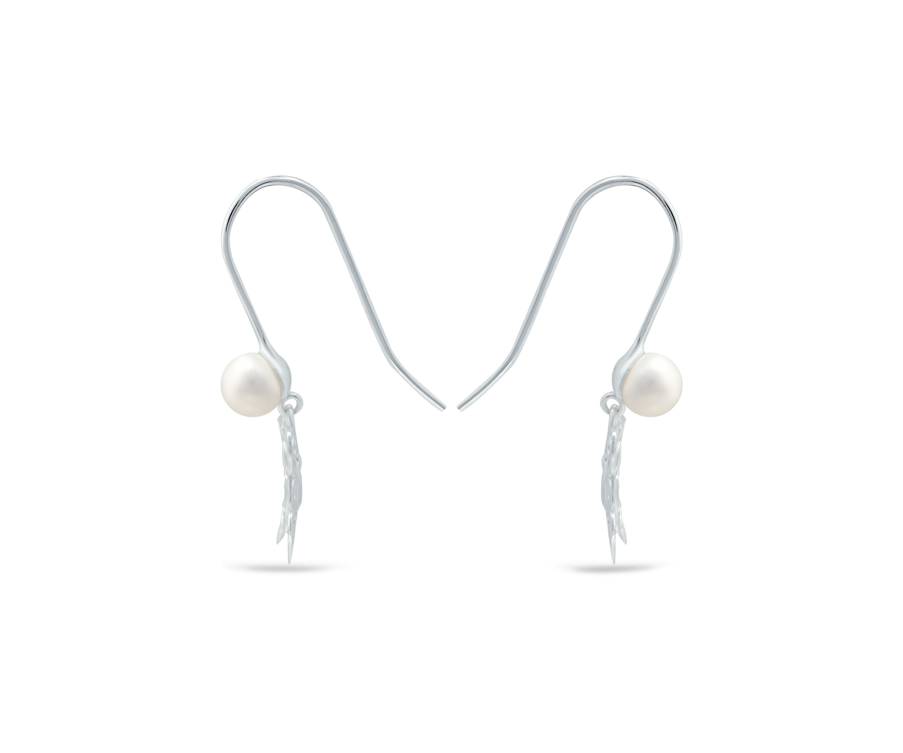 5 Millimeter Freshwater Pearl Butterfly Drop Earrings in Sterling Silver