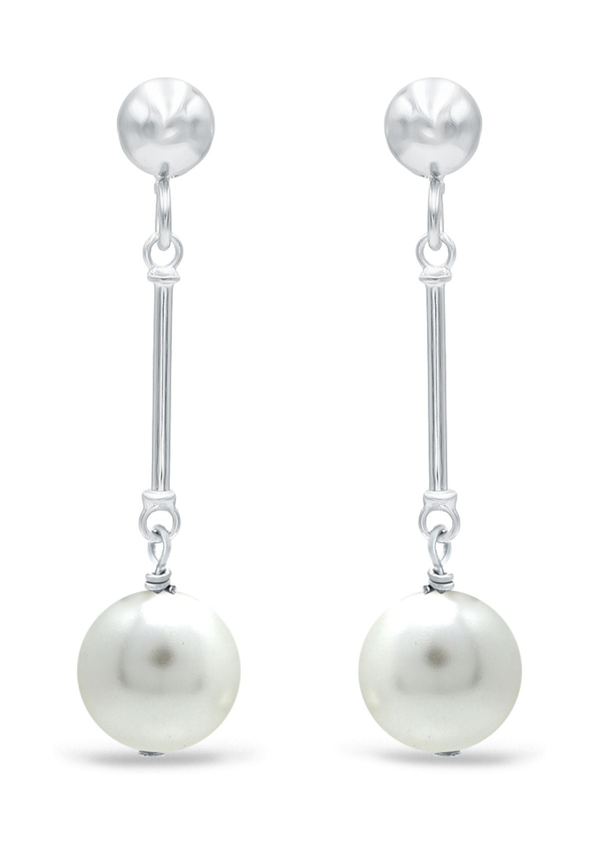 7 Millimeter Freshwater Pearl Drop Earrings in Sterling Silver