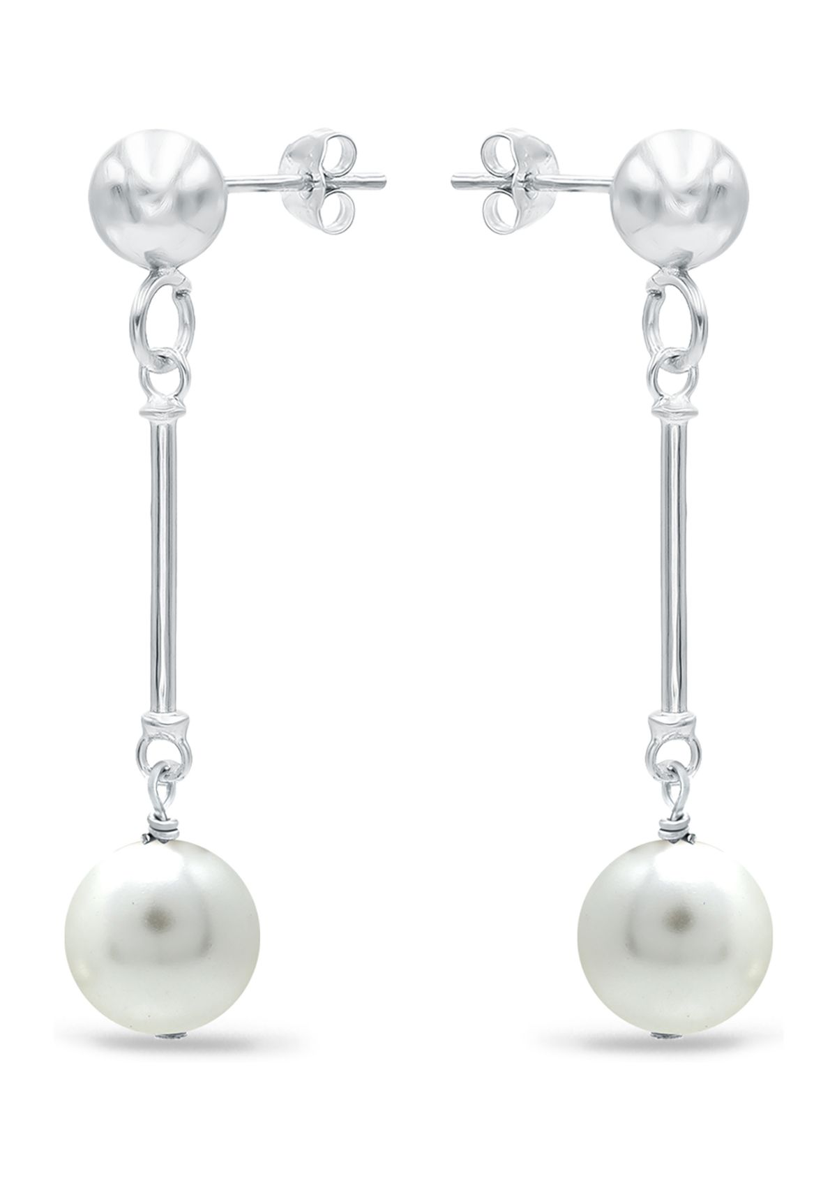 7 Millimeter Freshwater Pearl Drop Earrings in Sterling Silver