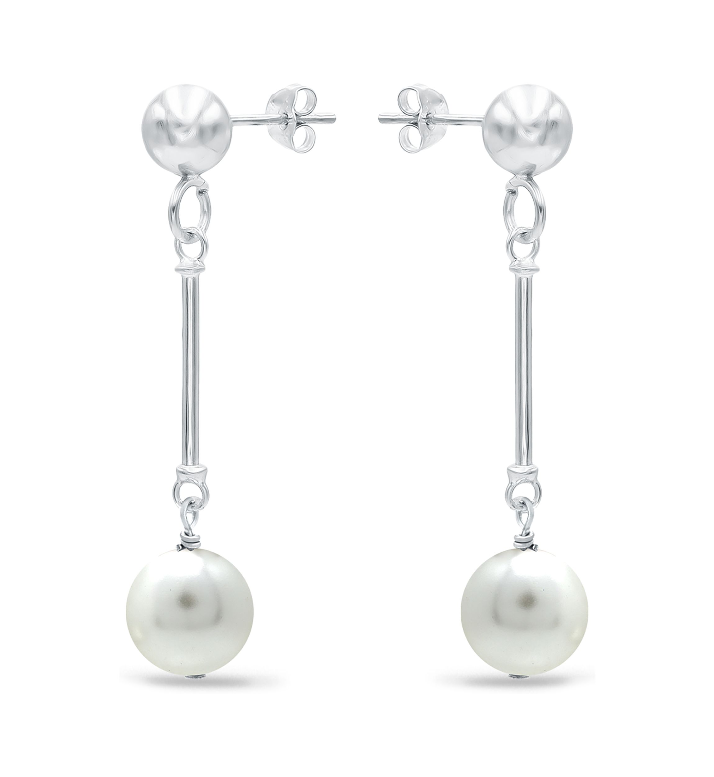 7 Millimeter Freshwater Pearl Drop Earrings in Sterling Silver