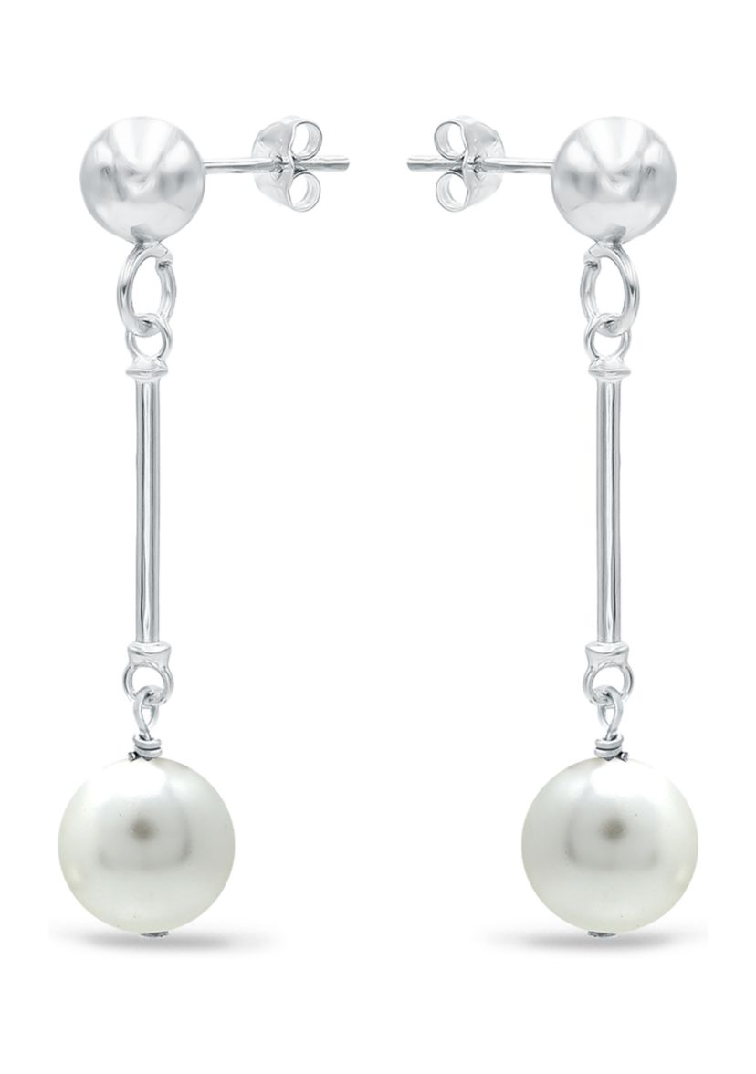 7 Millimeter Freshwater Pearl Drop Earrings in Sterling Silver