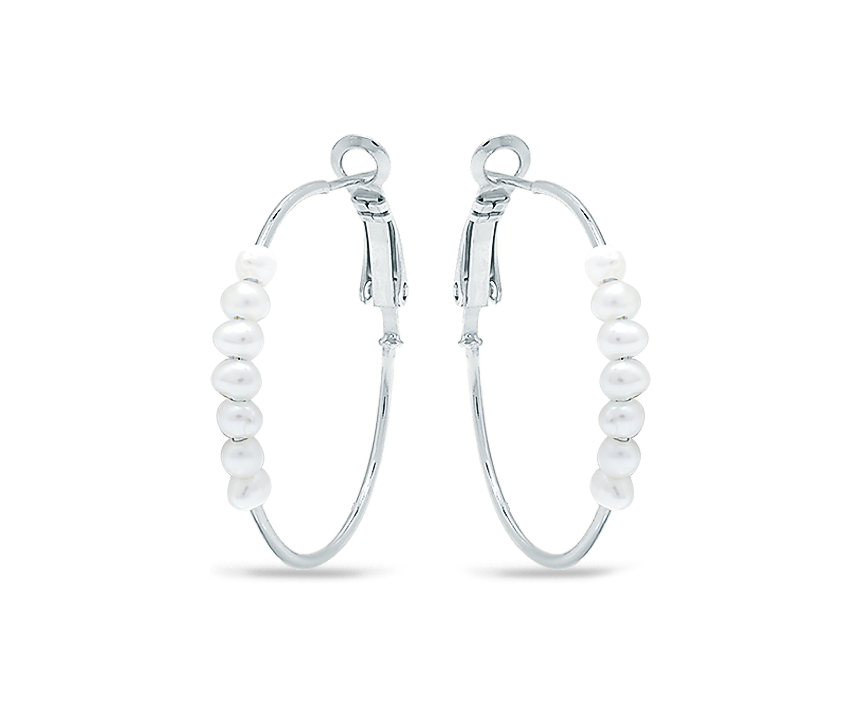 3 Millimeter Freshwater Pearl Hoop Earrings in Sterling Silver