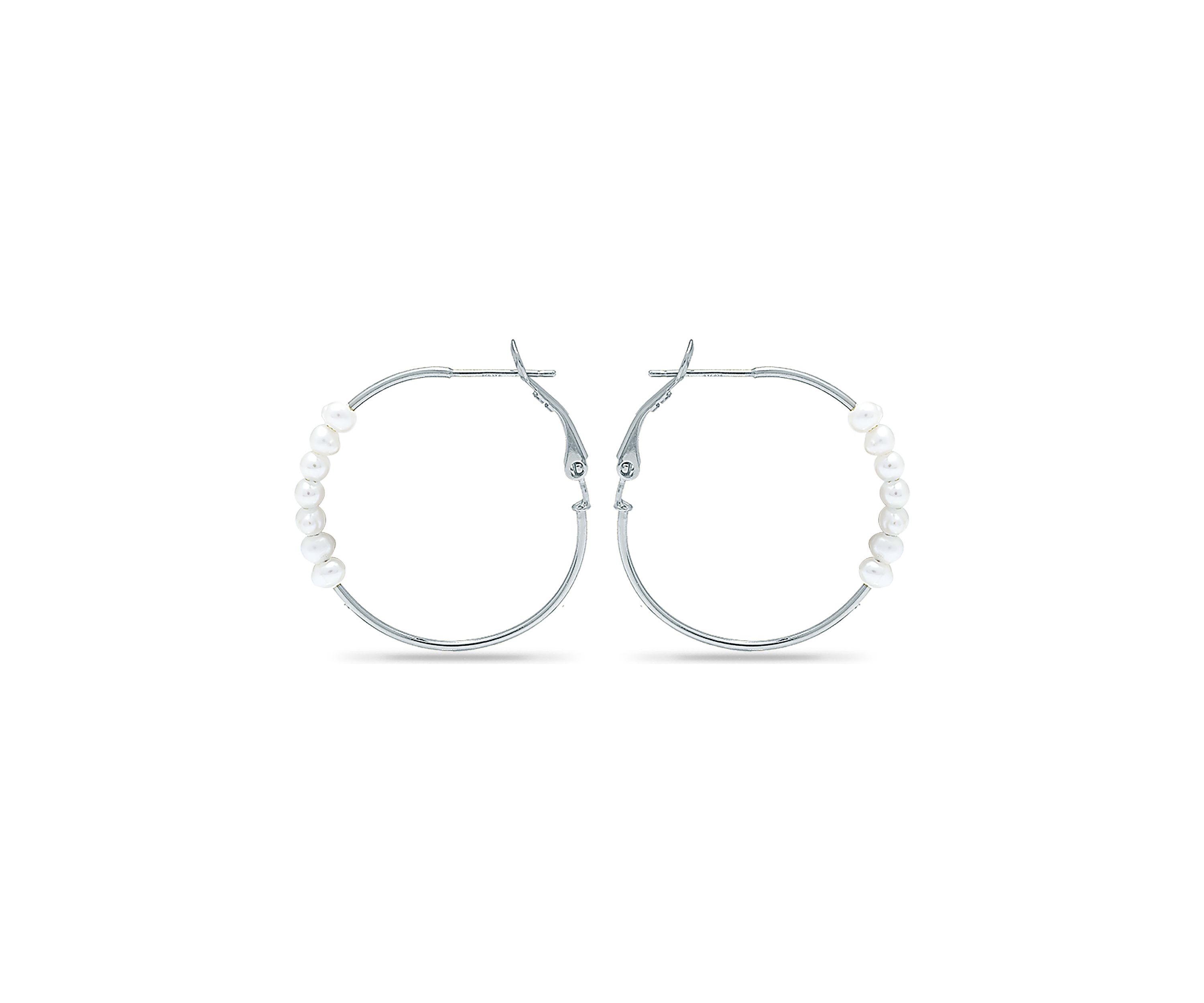 3 Millimeter Freshwater Pearl Hoop Earrings in Sterling Silver
