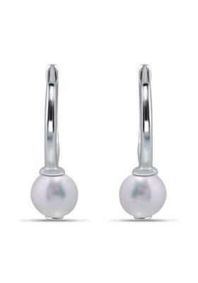 Belk & Co 7mm Freshwater Pearl 15mm Huggie Hoop Earrings, Sterling Silver