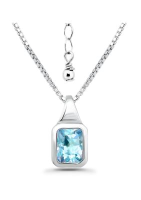 Belk & Co Semi Precious Bezel Set Octogon Cut Stone Sterling Silver Necklace