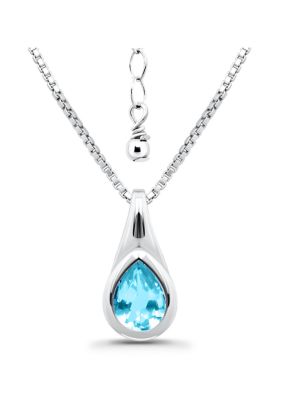 Belk & Co Semi Precious Bezel Set Pear Cut Stone Sterling Silver Necklace