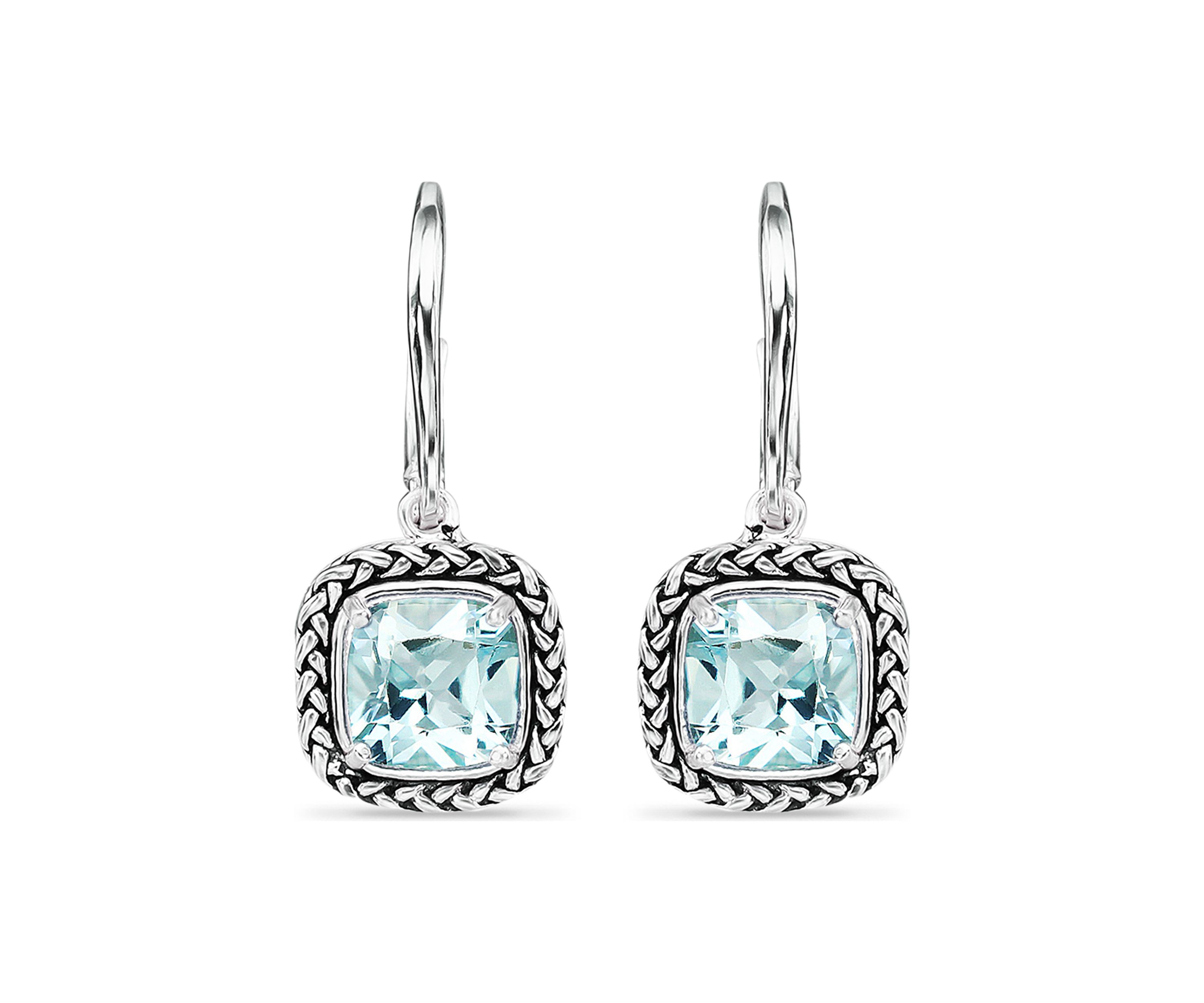 3.5 ct. t.w. Blue Topaz Drop Earrings, Sterling Silver