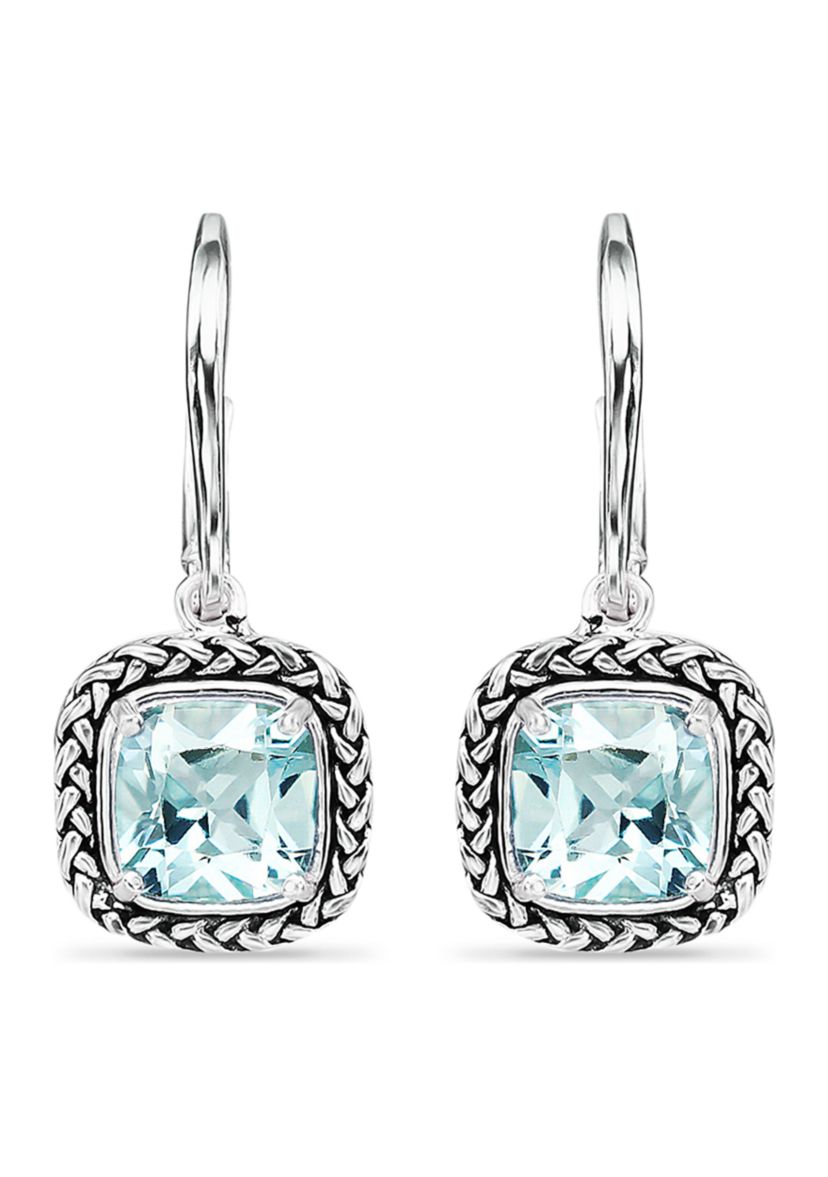 3.5 ct. t.w. Blue Topaz Drop Earrings, Sterling Silver