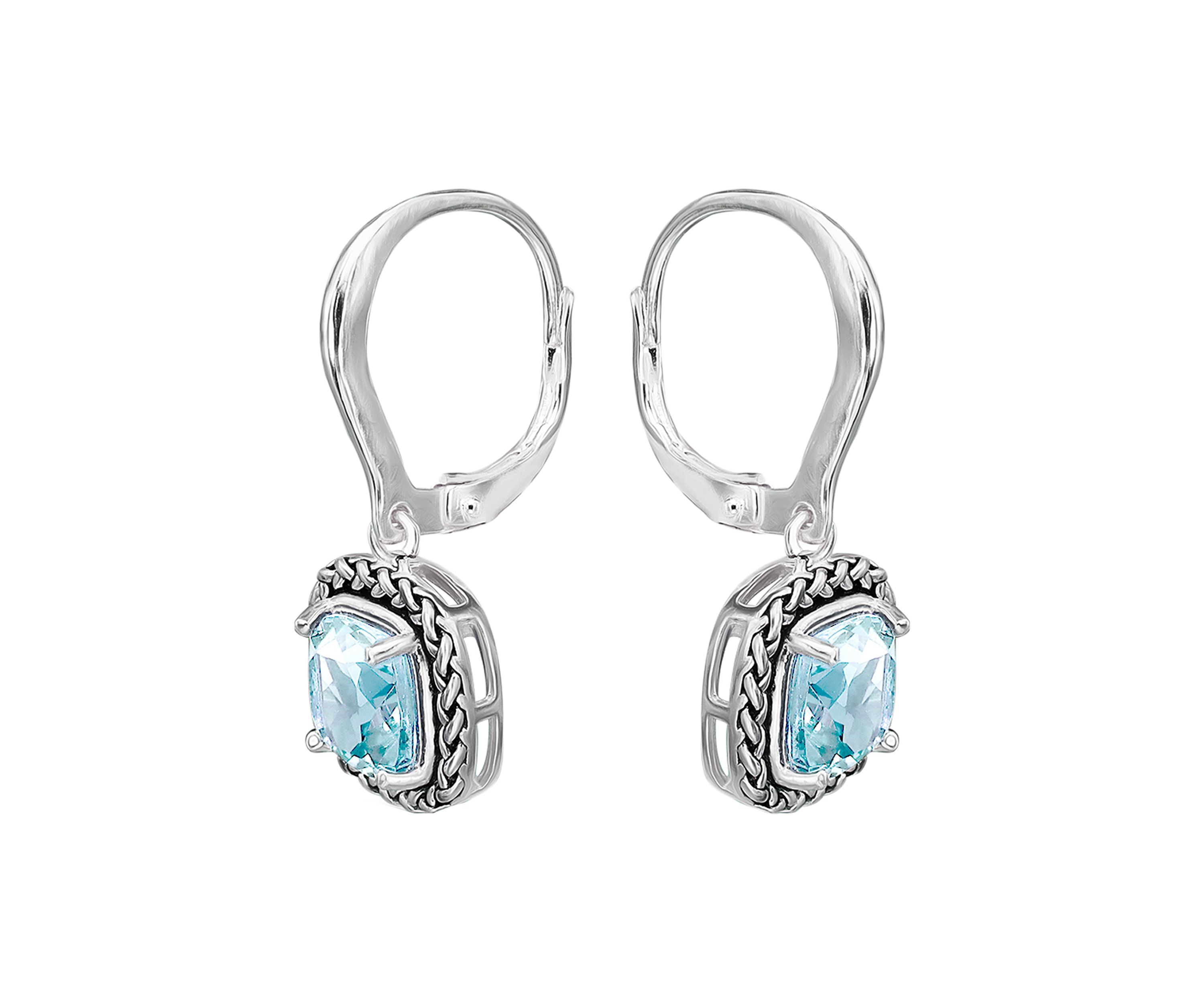 3.5 ct. t.w. Blue Topaz Drop Earrings, Sterling Silver