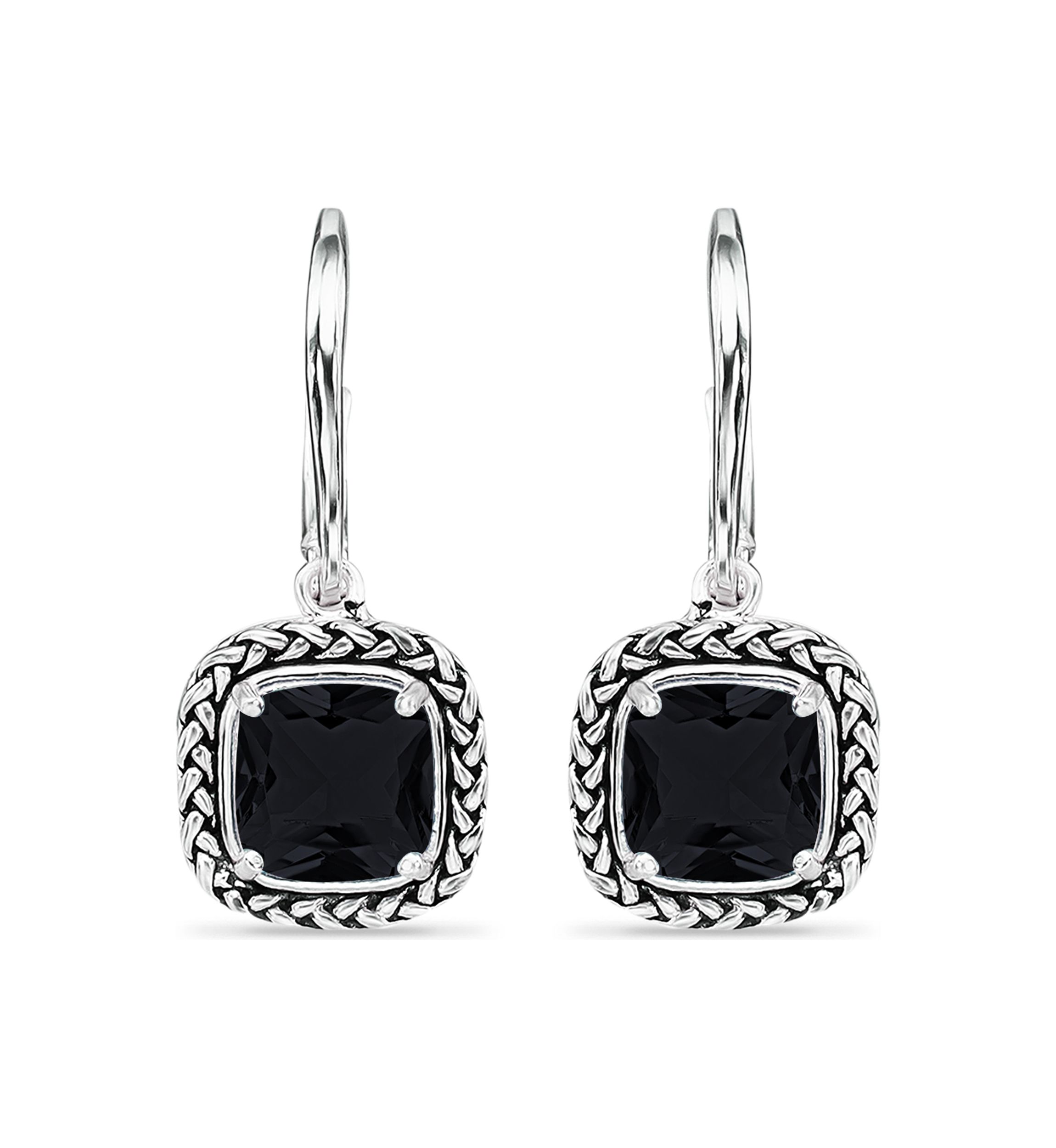 3.2 ct. t.w. Onyx Drop Earrings, Sterling Silver