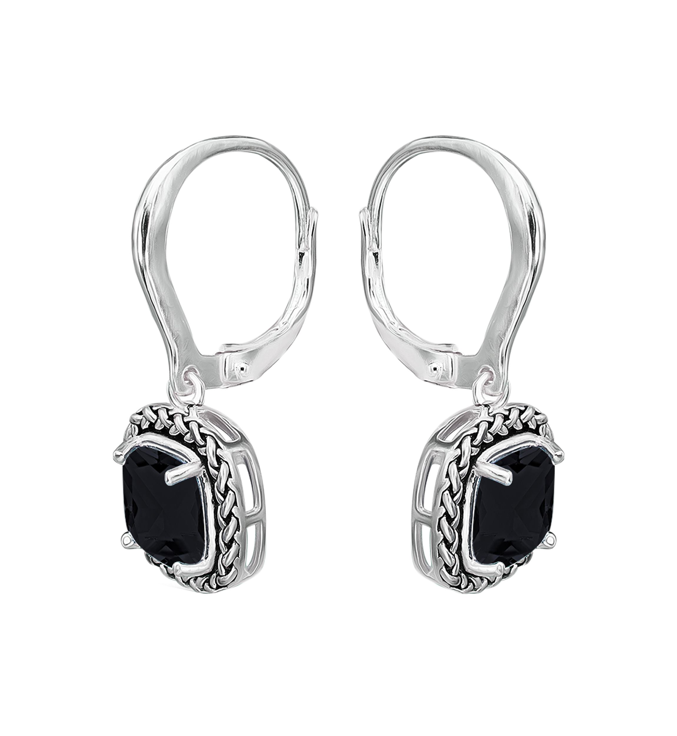 3.2 ct. t.w. Onyx Drop Earrings, Sterling Silver