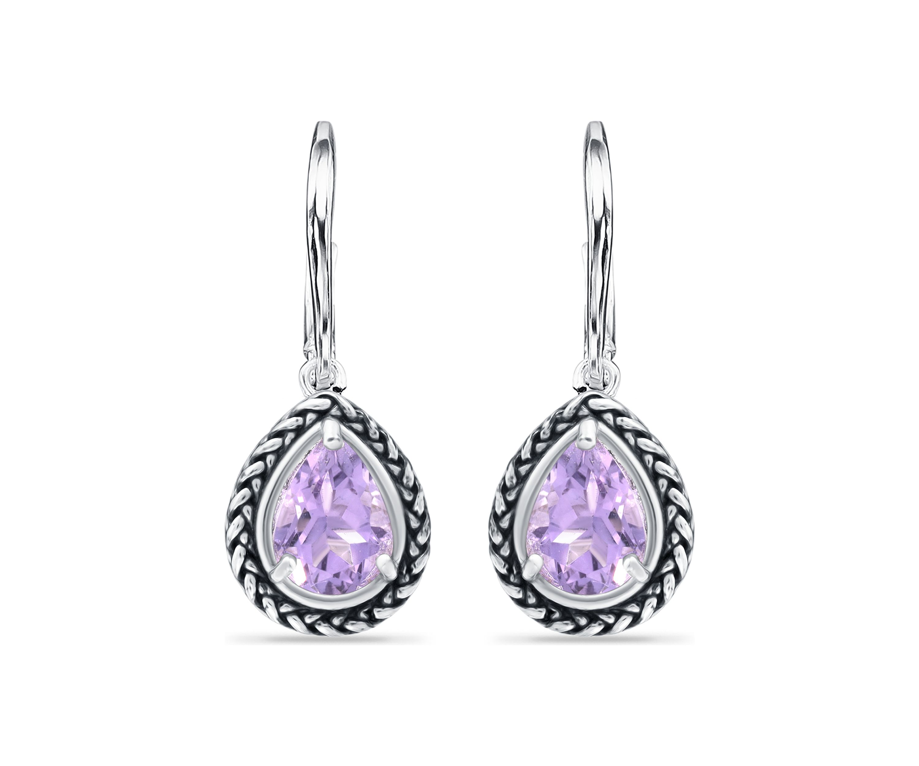 2.5 ct. t.w. Amethyst Drop Earrings, Sterling Silver