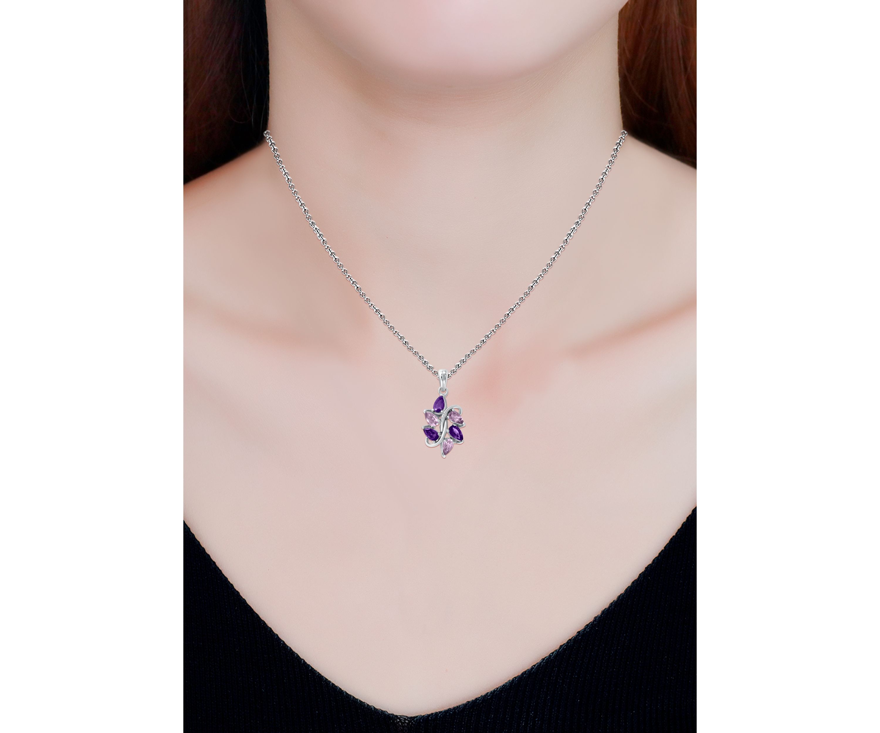 1.09 ct. t.w. African Amethyst and Amethyst Cluster Pendant, Sterling Silver