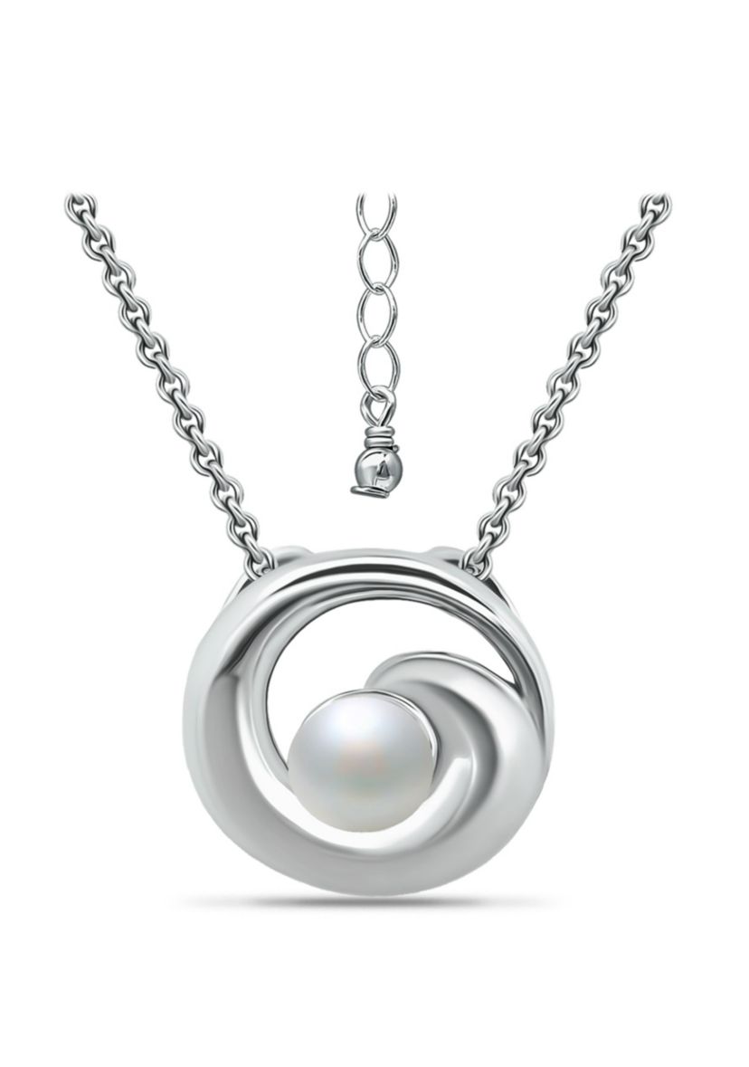 6mm Freshwater Pearl Wave Necklace, 16" with 2" Extender, Sterling Silver