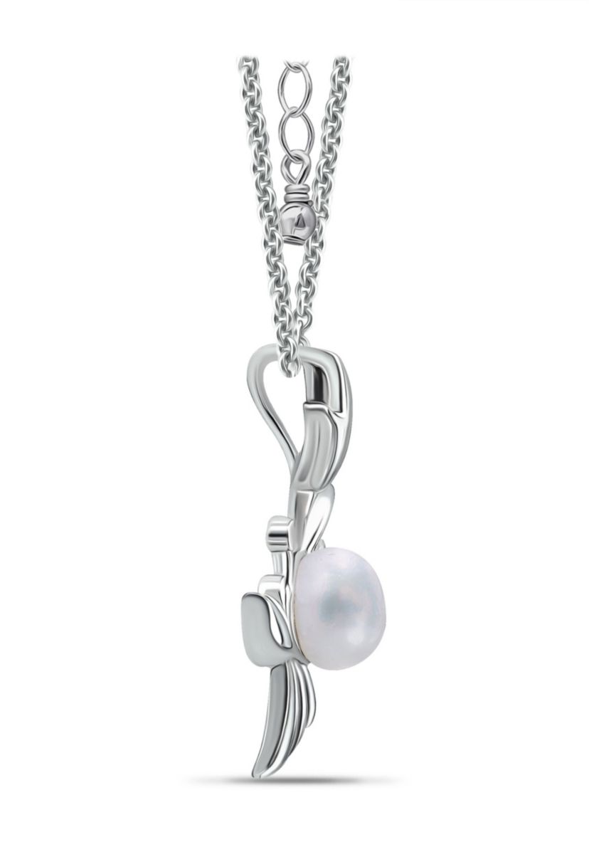 6mm Freshwater Pearl Crab Necklace, 16" with 2" Extender, Sterling Silver