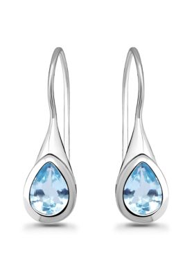 Belk & Co Semi Precious Bezel Set Pear Cut Stone Sterling Silver Hardwire Fishhook Earrings