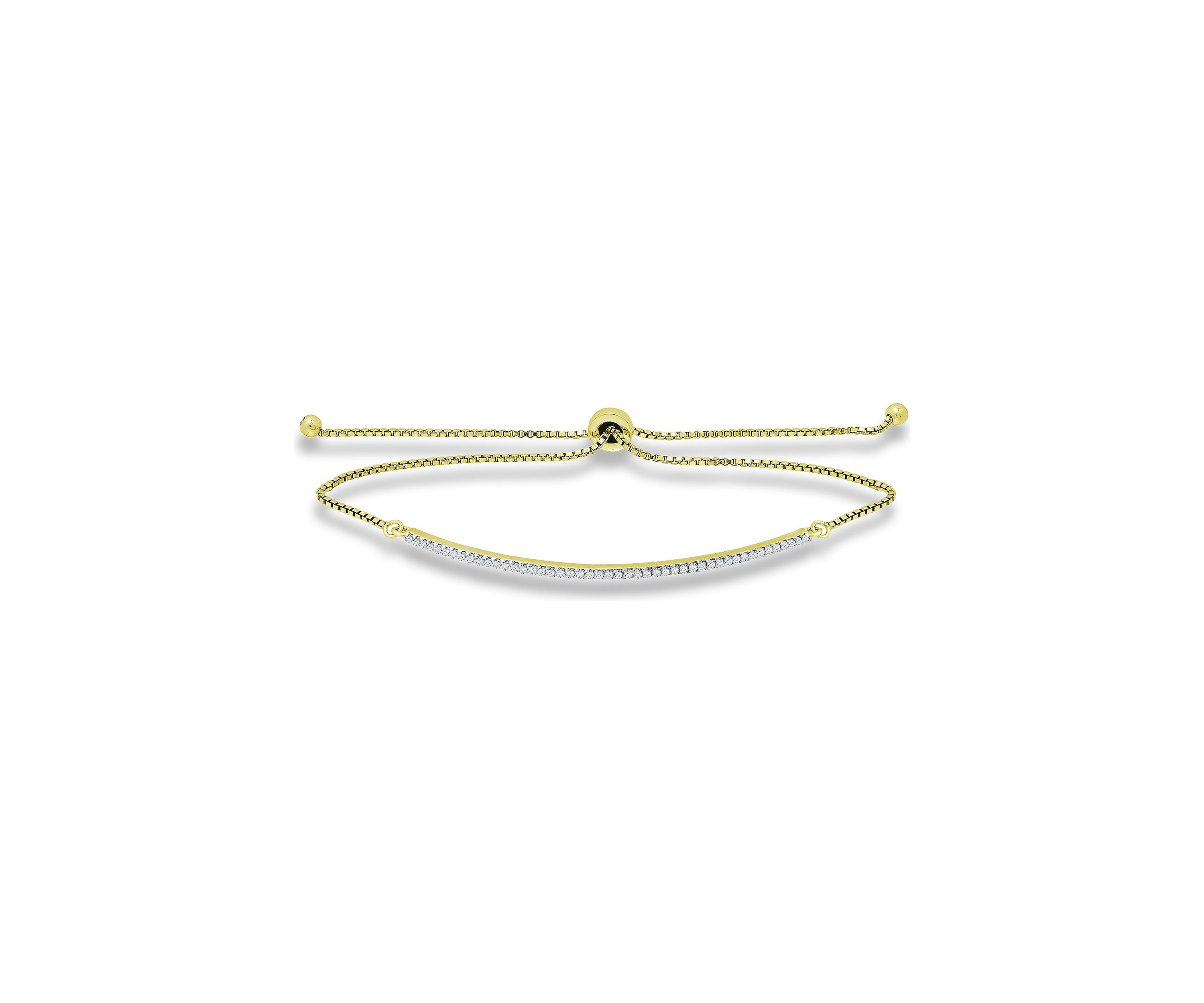 1/4 ct. t.w. Diamond Bar Bolo Bracelet, 18kt Gold over  Sterling Silver