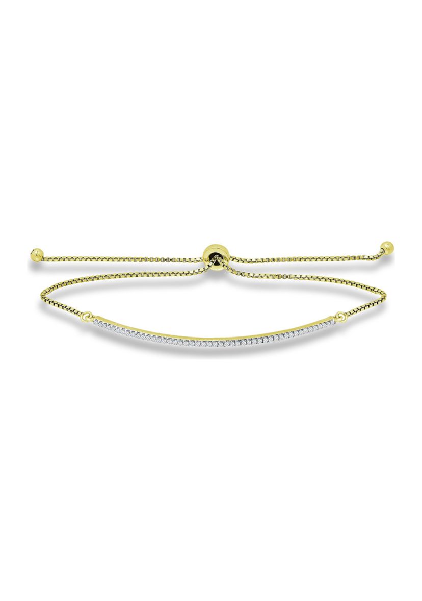 1/4 ct. t.w. Diamond Bar Bolo Bracelet, 18kt Gold over  Sterling Silver