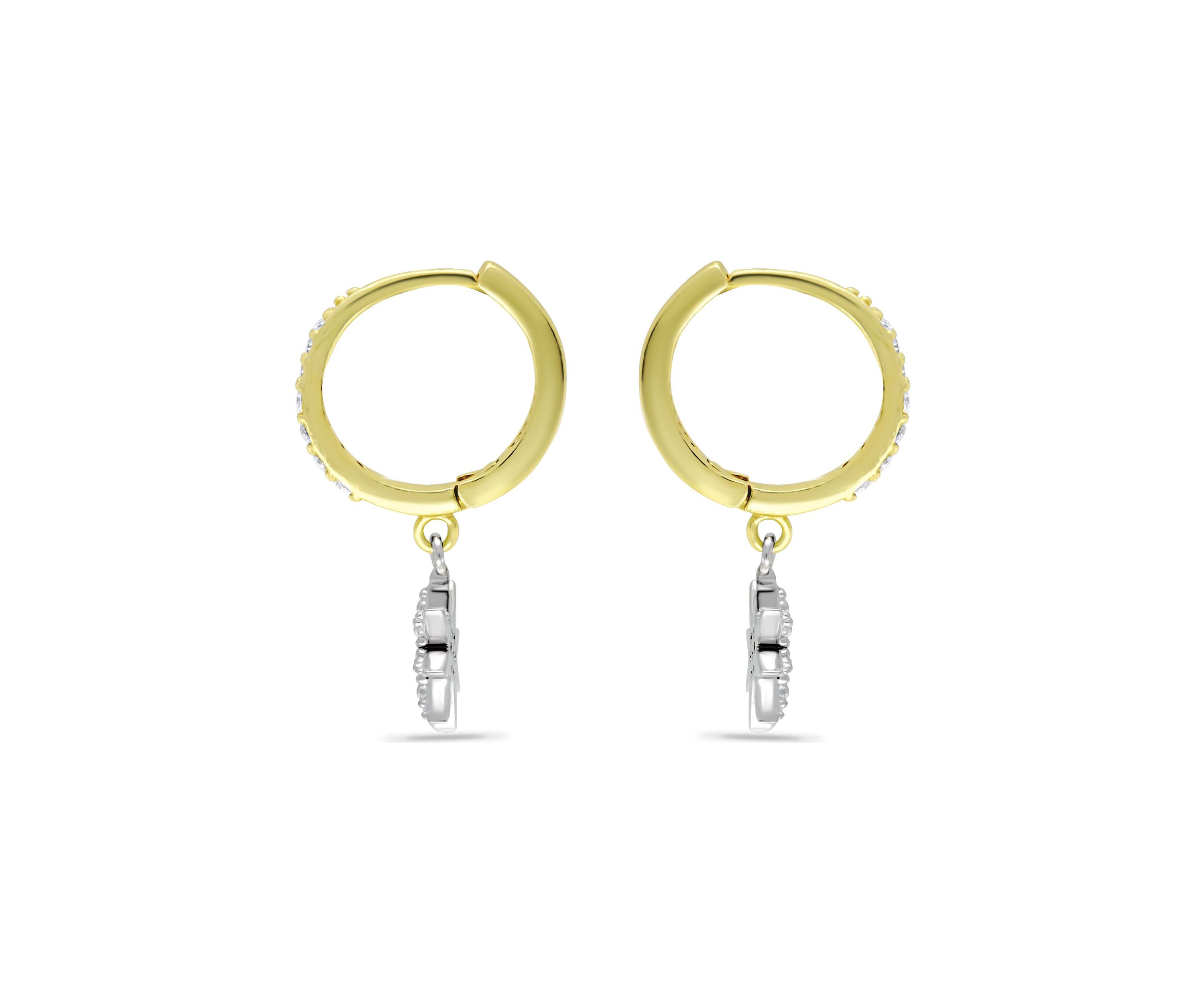1/4 ct. t.w.  Diamond Star Drop Hoop Earrings,18kt  Gold over  Sterling Silver