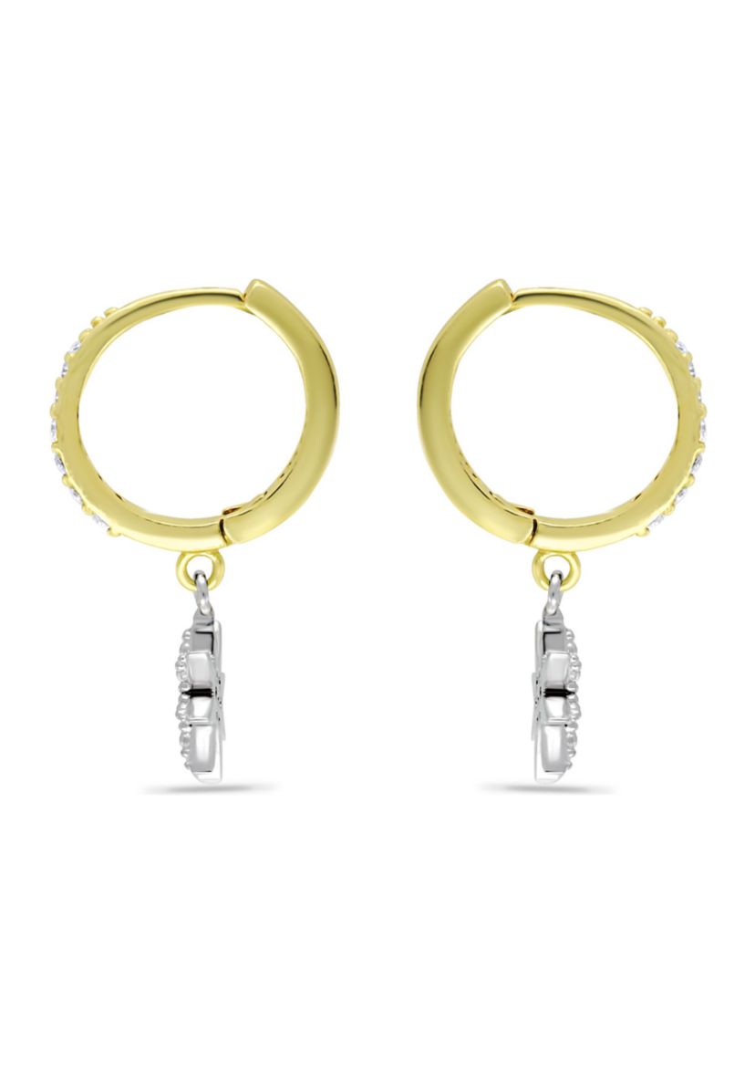 1/4 ct. t.w.  Diamond Star Drop Hoop Earrings,18kt  Gold over  Sterling Silver