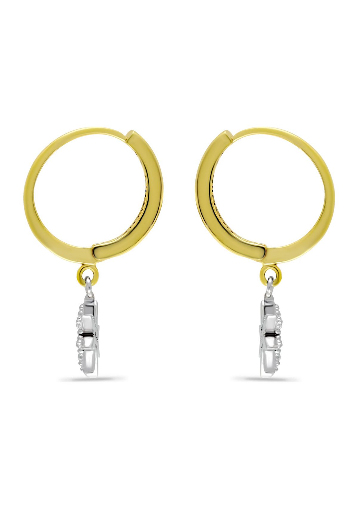 1/6 ct. t.w. Diamond Star Drop Hoop Earrings, 18kt Gold over Sterling Silver