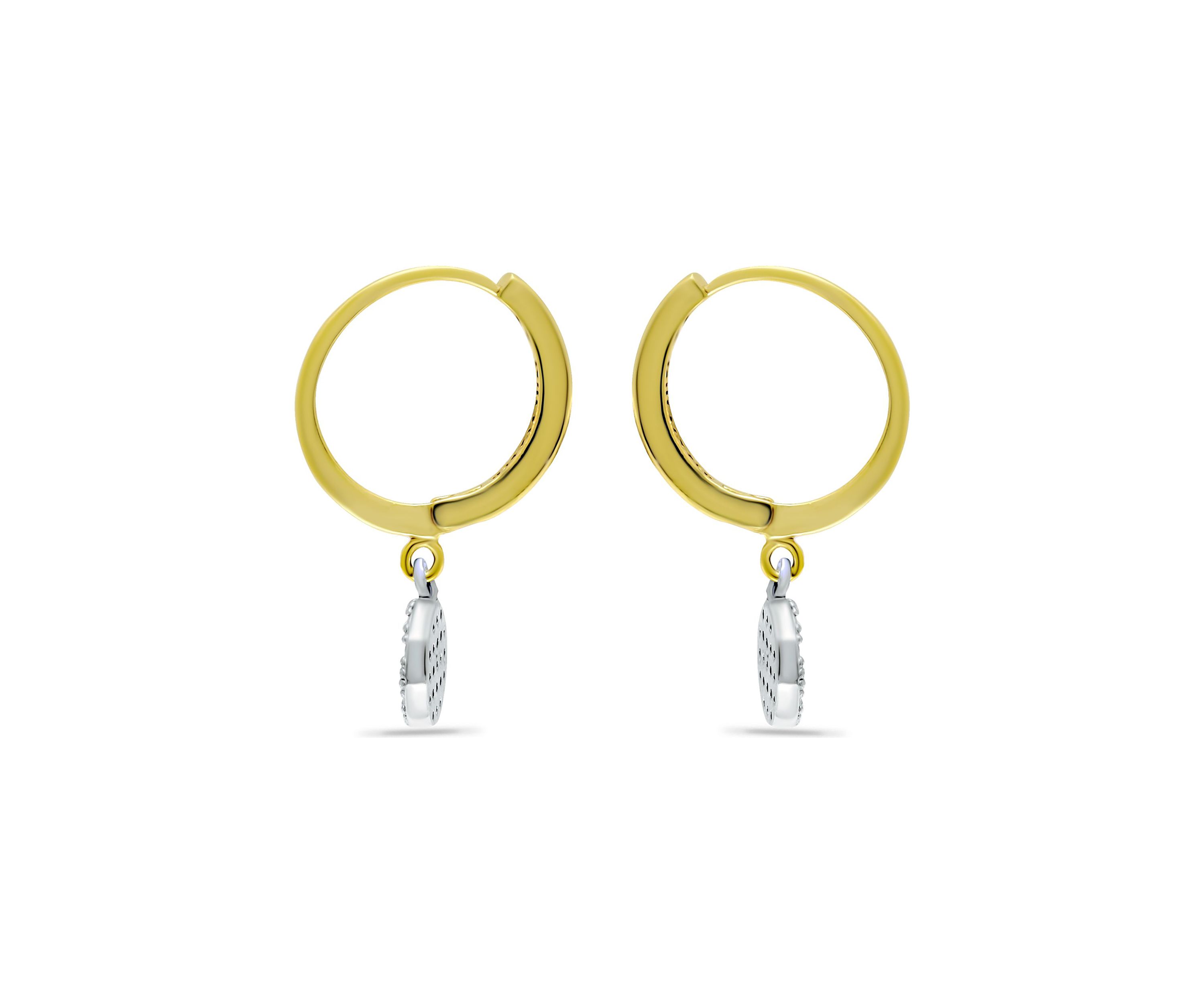 1/8 ct. t.w.  Diamond Drop Hoop Earrings, 18kt Gold over  Sterling Silver